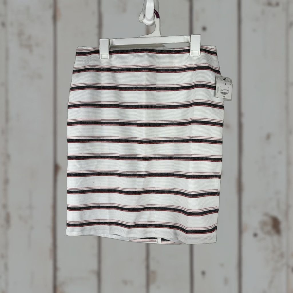 Liz Claiborne Liz Claiborne Career White/Multi Striped Midi Skirt Womens Size 14 New Size 36" / US 14 / IT 50 - 1 Thumbnail