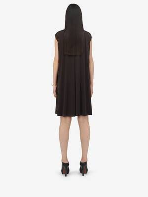 Alexander McQueen o1srvl11e0326 Gathered Cape Mini Dress in Brown Size M / US 6-8 / IT 42-44 - 2 Thumbnail
