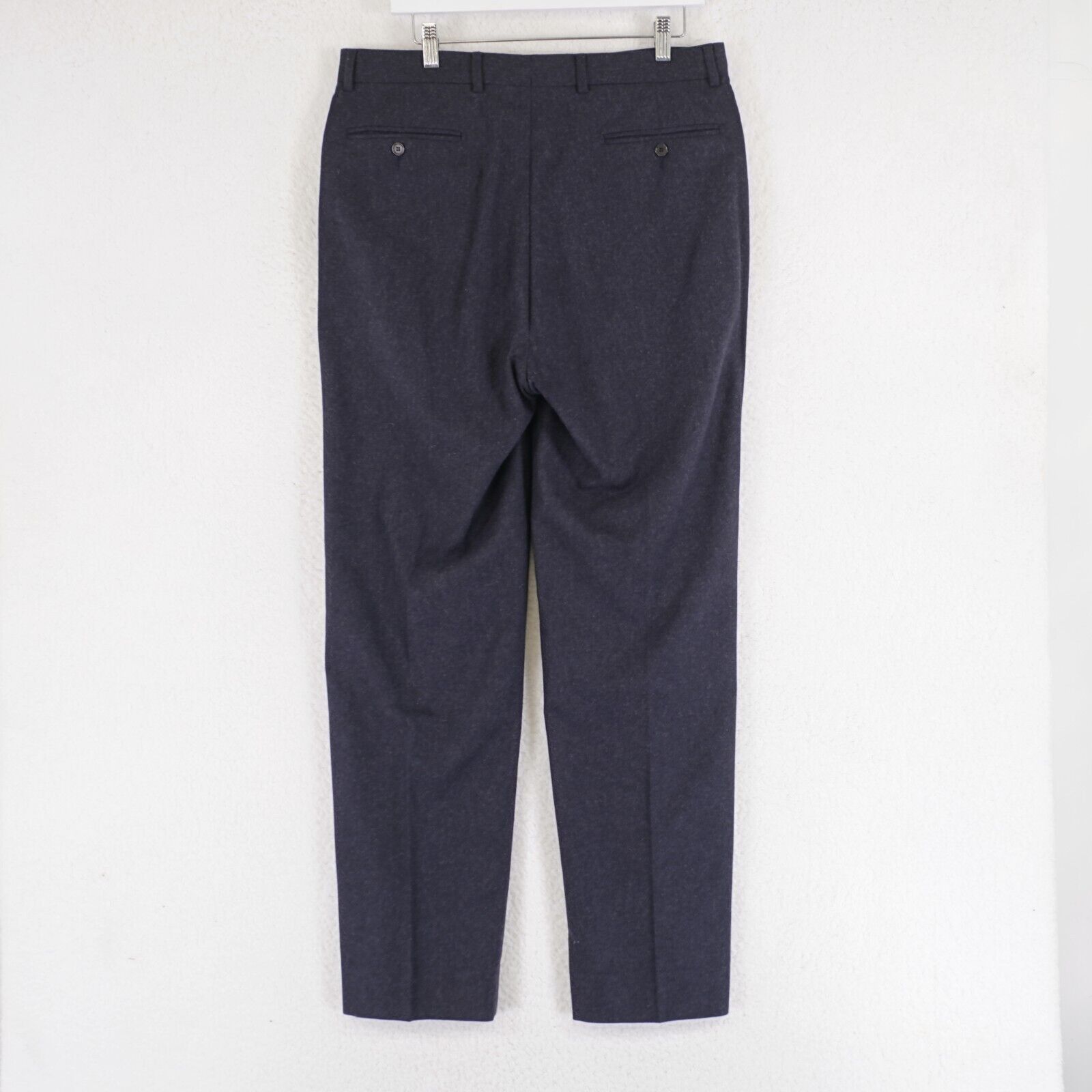 Joseph Abboud Joseph Abboud Flannel Wool Blue Flat Front Dress Pants 34/32 Size 34R - 3 Thumbnail