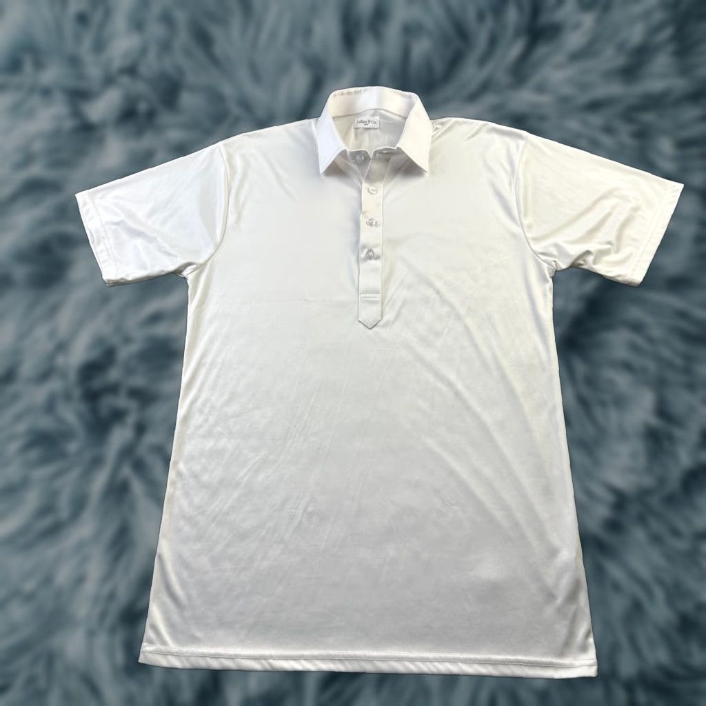 CO Collars & Co Polo Shirt Mens Large White Collared Button Short Sleeve Polo Shirt Casual Formal Golf White Mens L Collars & Co Vintage: No Size 42R - 1 Thumbnail