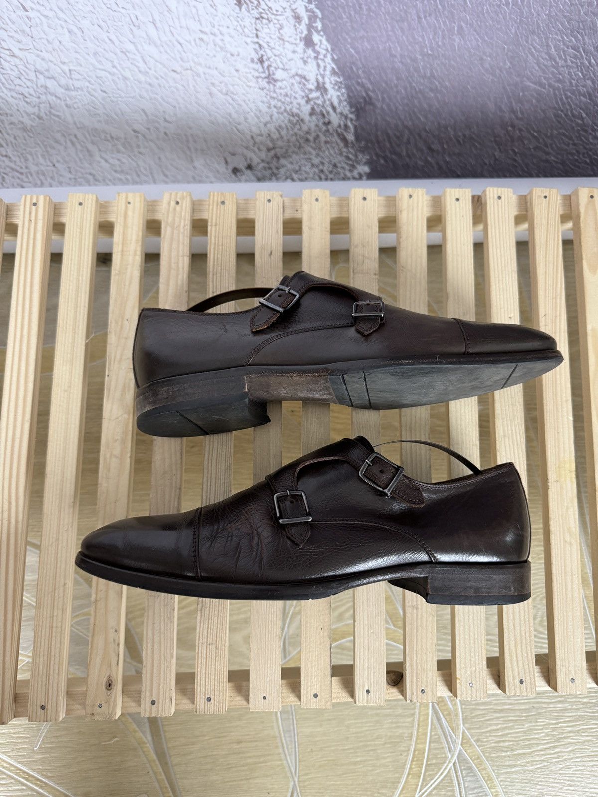 Genuine Leather Benci Broether Leather double monk brown casual shoes formal Size US 9.5 / EU 42-43 - 10 Thumbnail