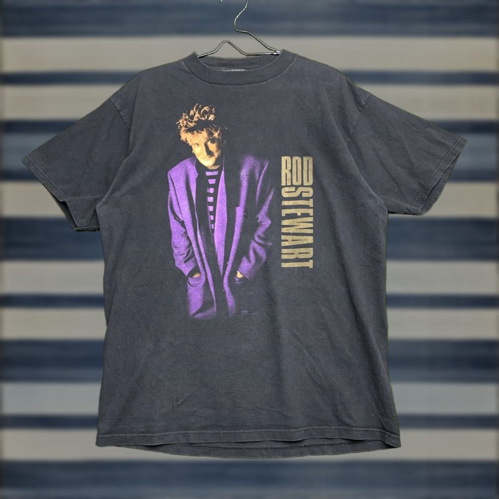 Hanes Vintage Hanes Ultraweight T-Shirt Men XL Rod Stewart Tour 90s USA Black Cotton Solid Short Sleeve Crew Neck 100% Cotton Size US XL / EU 56 / 4 - 1 Thumbnail
