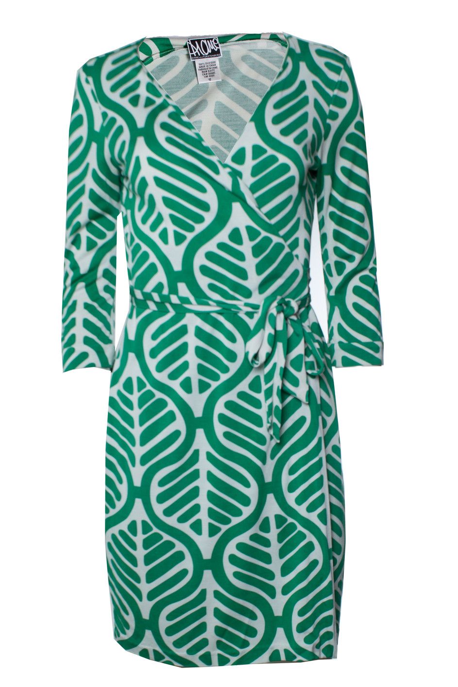 Diane von Furstenberg Diane Von Furstenberg, Wrap dress in green and white Size L / US 10 / IT 46 - 1 Thumbnail