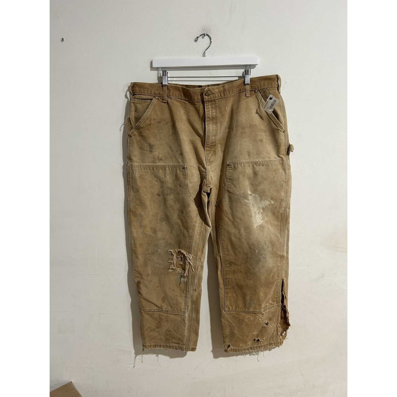 Carhartt VINTAGE CARHARTT KHAKI THRASHED DOUBLE KNEE SIZE 40 Size US 40 / EU 56 - 1 Thumbnail