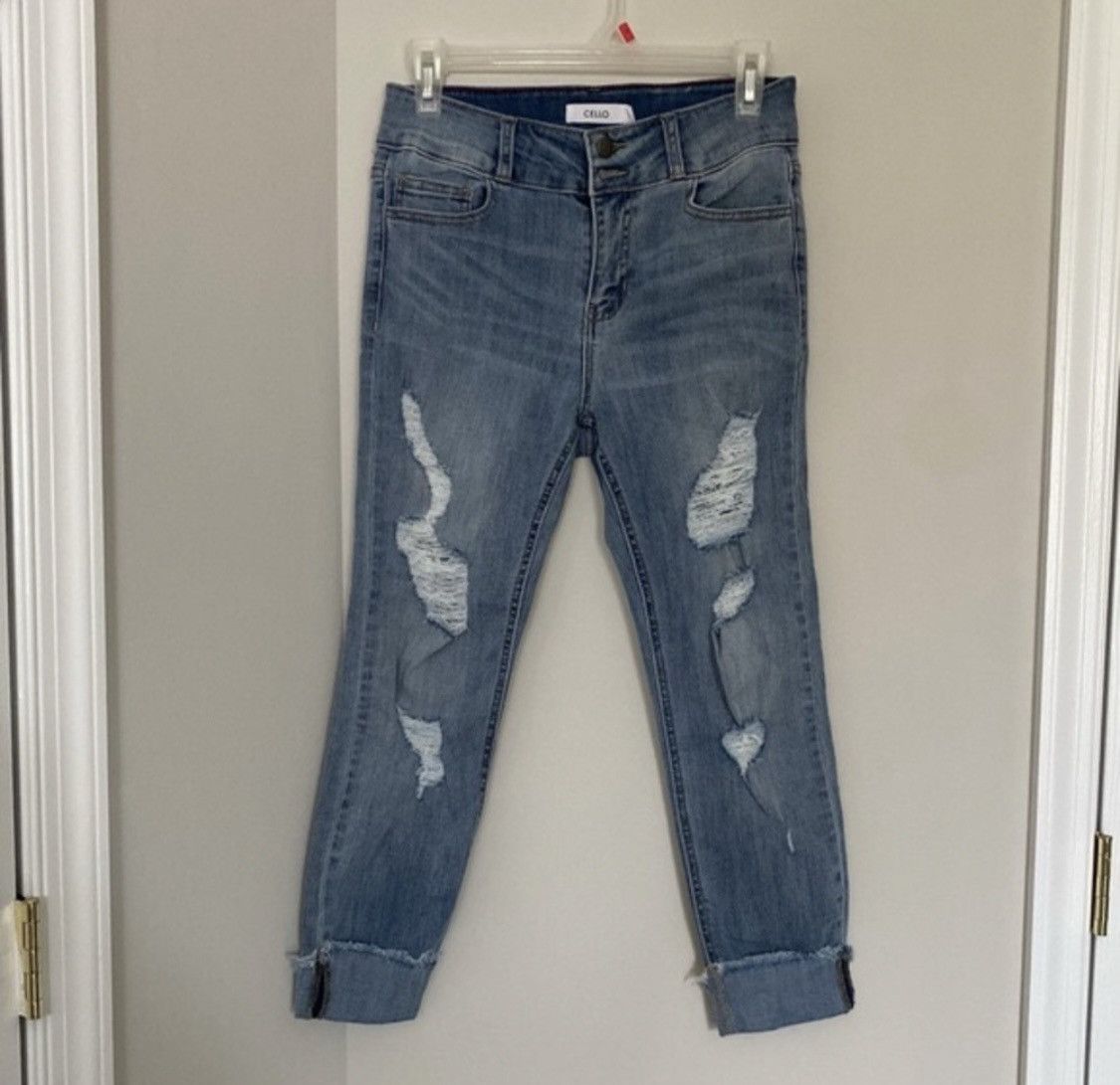 Other DESTROYED DISTRESSED HIGH RISE CROPPED CUFFED ANKLE JEANS Size 28" / US 6 / IT 42 - 1 Thumbnail