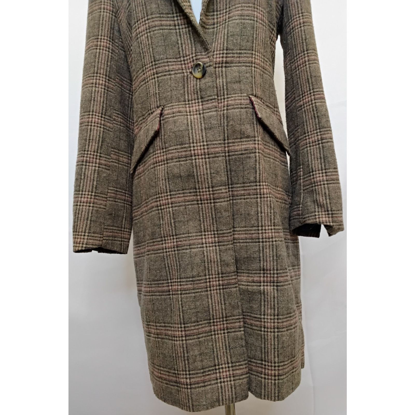 Other Sundance Duster Jacket Women's XS Brown Plaid Wool Blend Size XS / US 0-2 / IT 36-38 - 6 Thumbnail