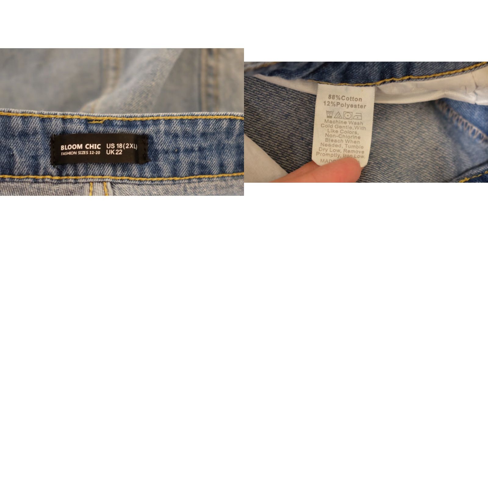 Vintage Bloomchic Distressed Cut Off Blue Denim Shorts Women 2XL Bermuda Denim Shorts Blue 5-Pocket Bohemian Summer Womens Size 40" / US 18 - 9 Thumbnail