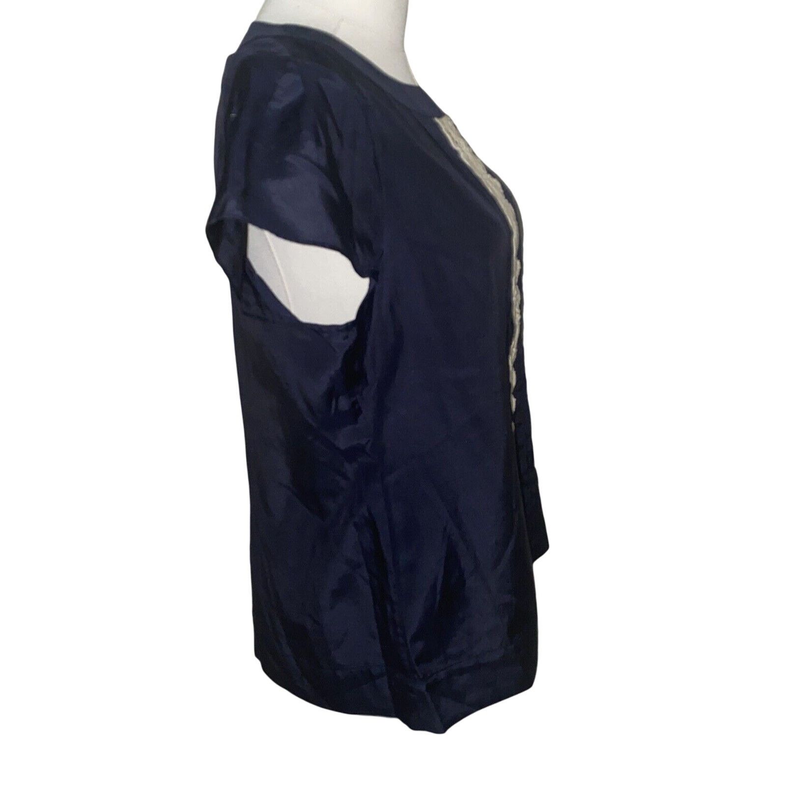 Banana Republic Banana Republic Womens Blouse Medium Navy Silk Blend Size M / US 6-8 / IT 42-44 - 8 Thumbnail
