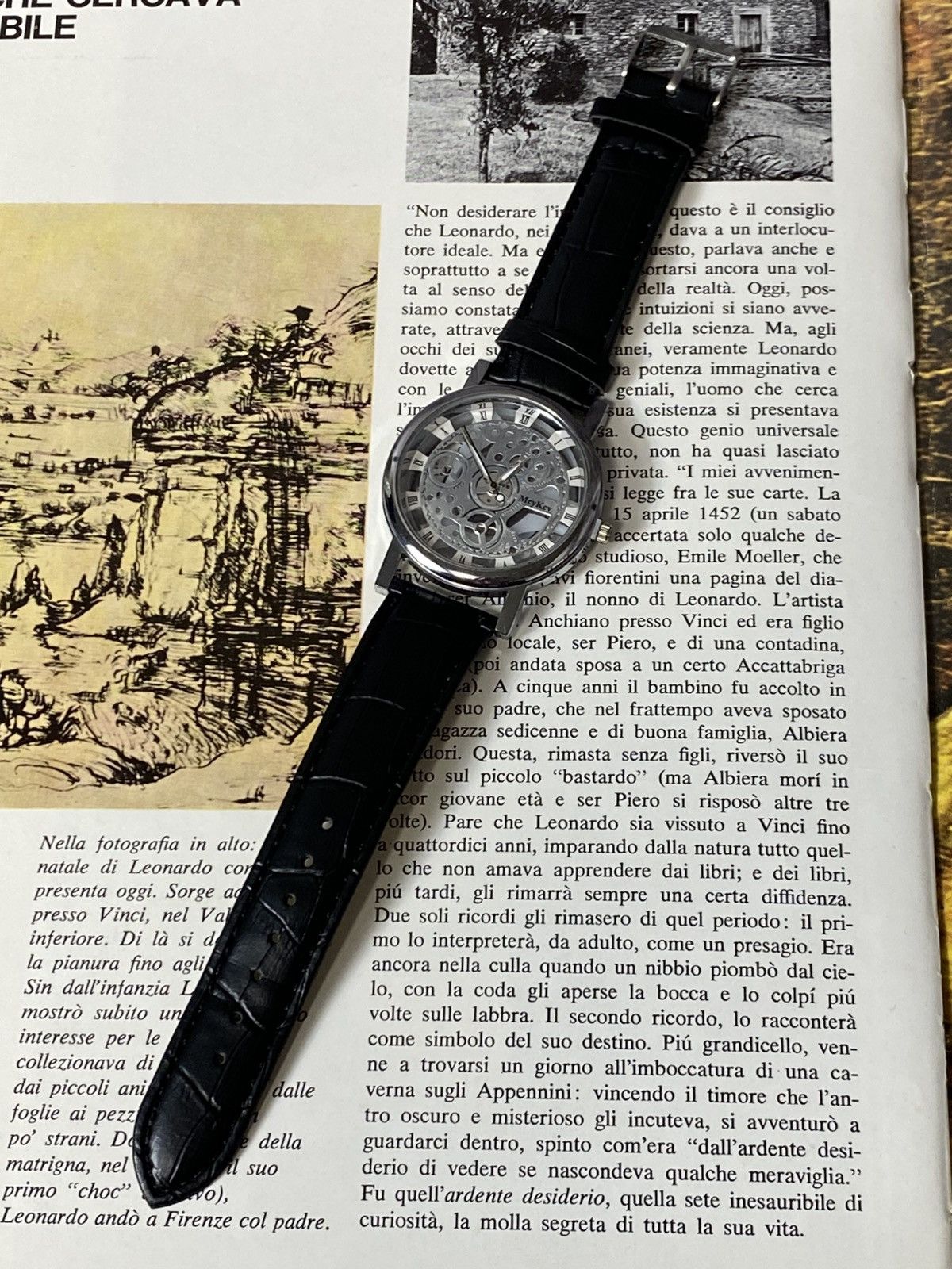 Vintage Style Skeleton Watch - Leather Strap