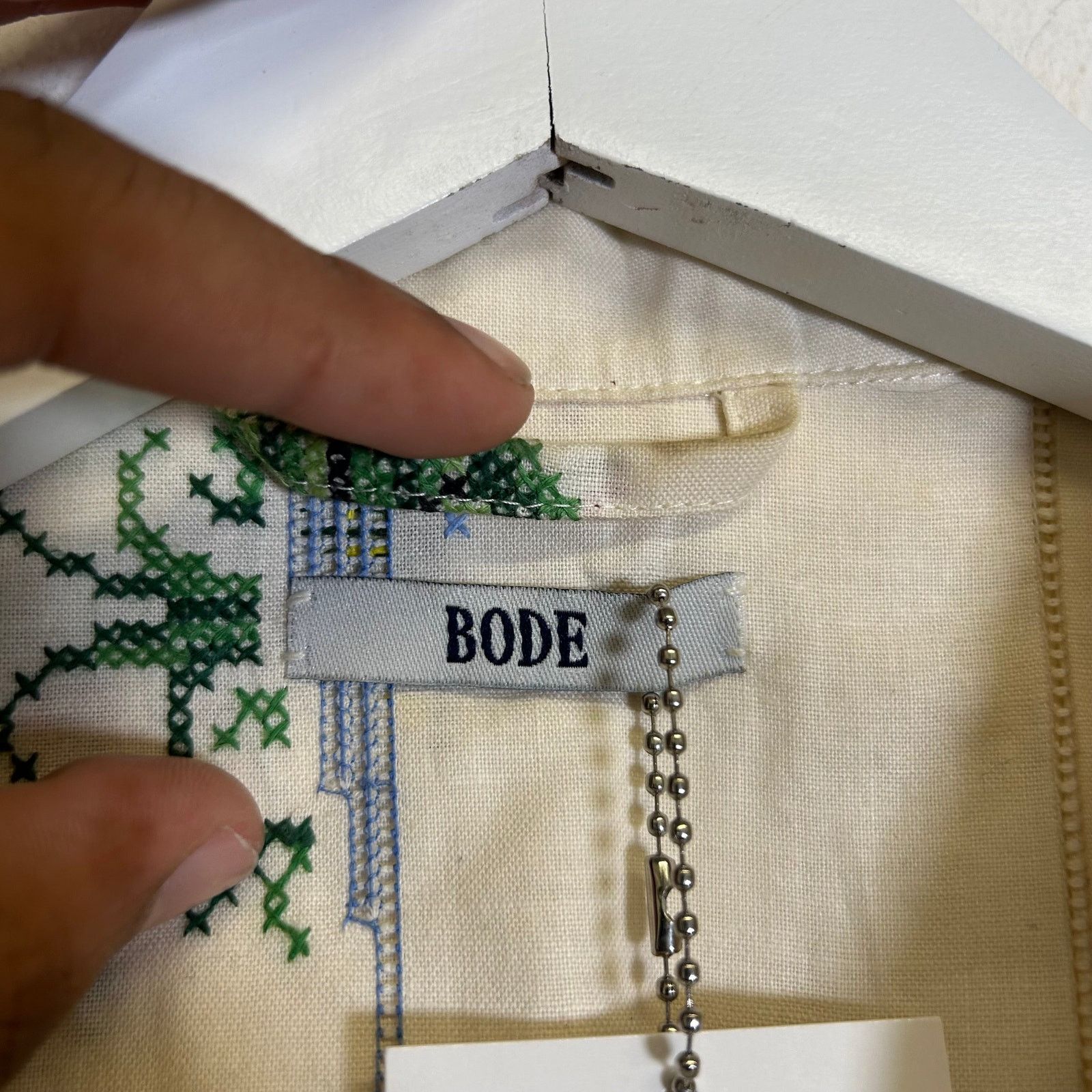 Bode Bode Cream One Of A Kind Embroidered Button-Up Shirt Size M Size US M / EU 48-50 / 2 - 2 Thumbnail