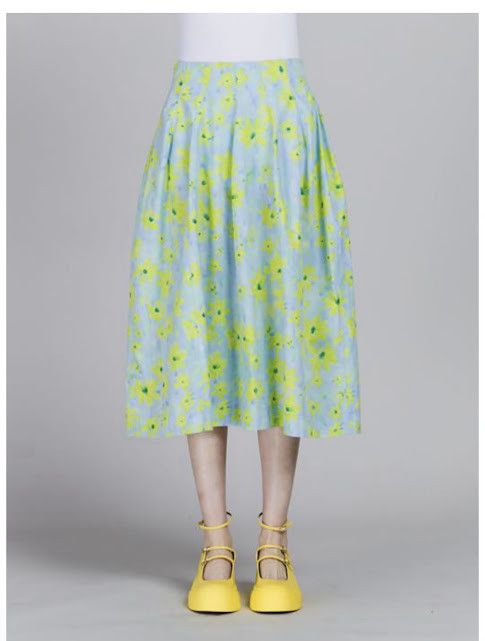 Marni o1w1db10125 Floral Print Cotton Midi Skirt in Multicolor Size 27" / US 4 / IT 40 - 2 Thumbnail