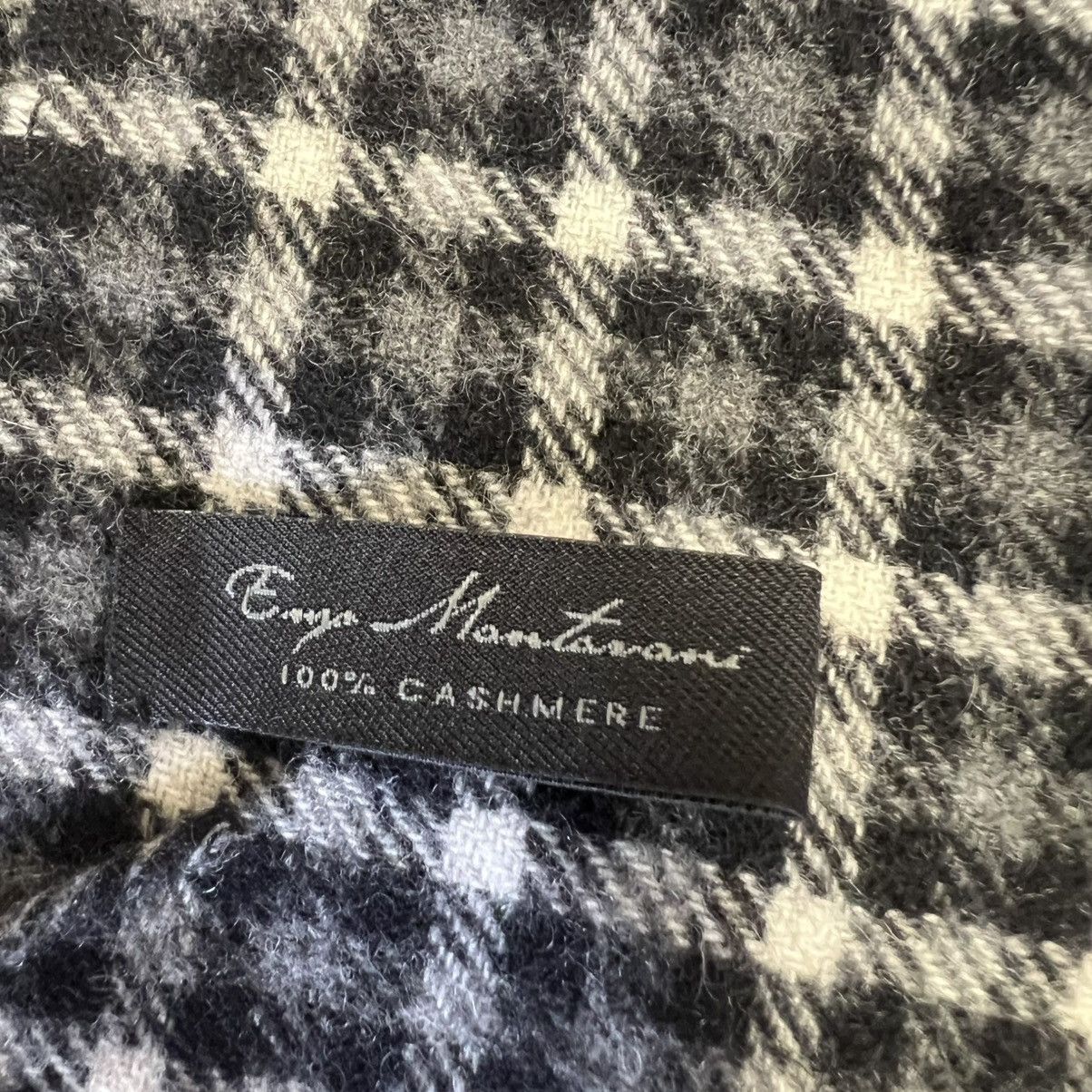 Enzo Mantovani Enzo Mantovani 100% Cashmere Black White Check Scarf Size ONE SIZE - 6 Thumbnail