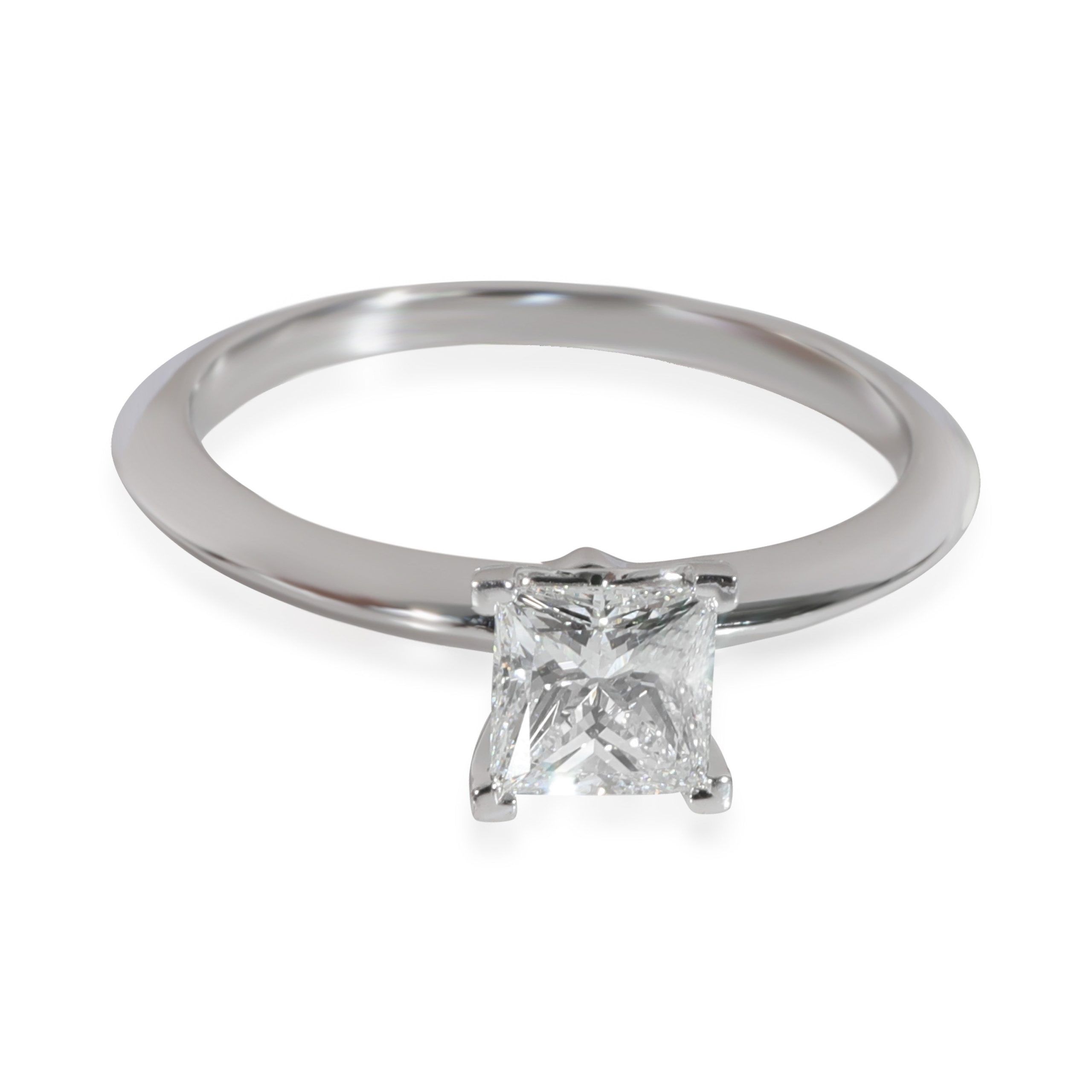 image of Tiffany Co Tiffany & Co. Princess Diamond Solitaire Ring In Platinum E Vvs2 0.71 Ctw in Silver, Wom