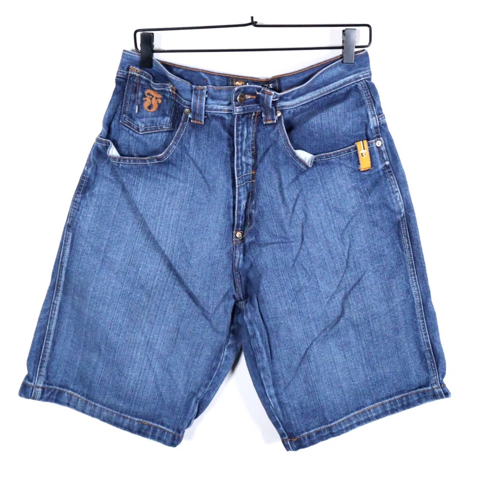 Denime VINTAGE Bare Fox Baggy Jean Shorts Bermuda Denim 30 x 12 Blue Embroidered Men’s Shorts Boys? Size US 30 / EU 46 - 2 Thumbnail