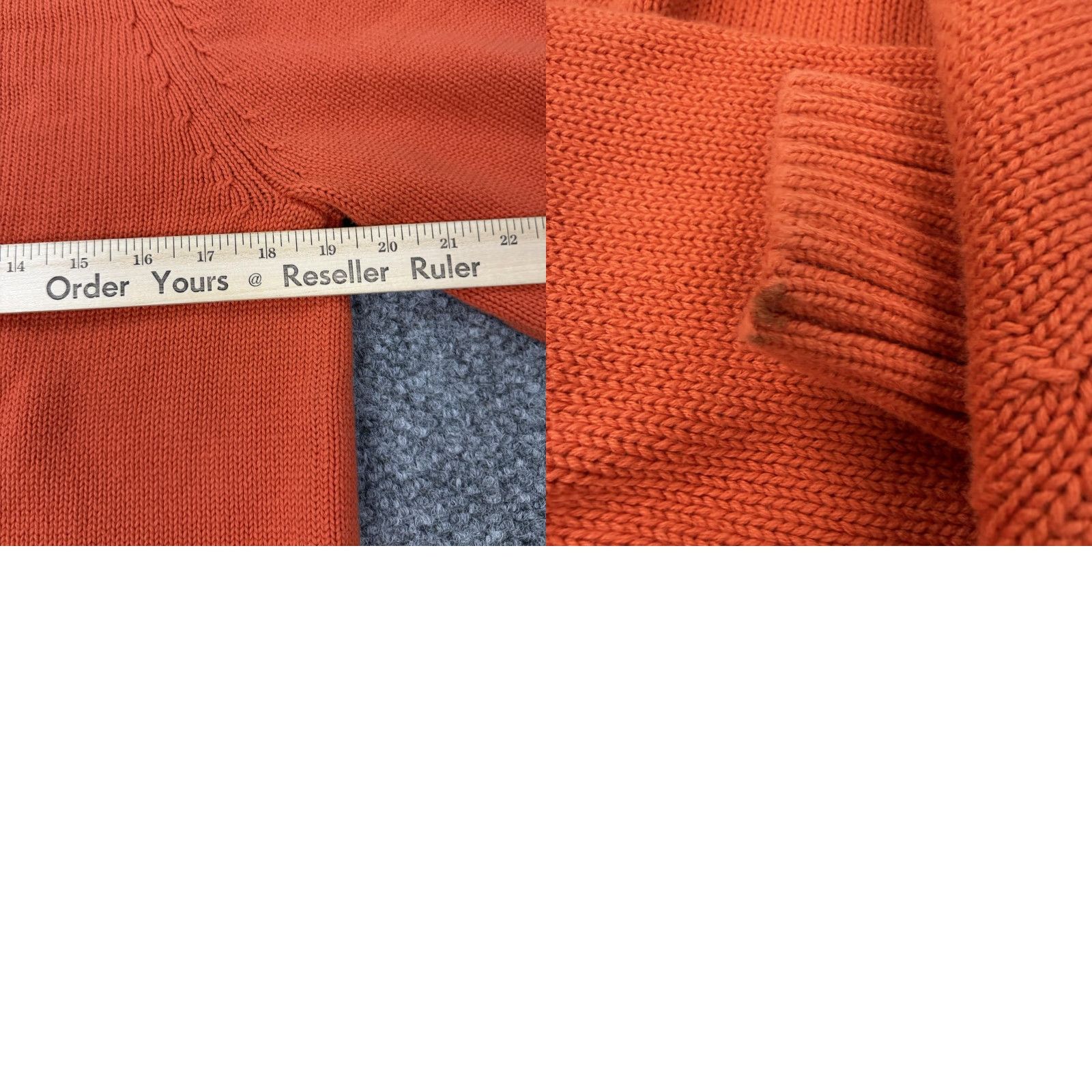 Lands' End Lands' End Mens Small Orange Cotton Crewneck Knit Pullover Raglan Ribbed Sweater Size US S / EU 44-46 / 1 - 8 Thumbnail