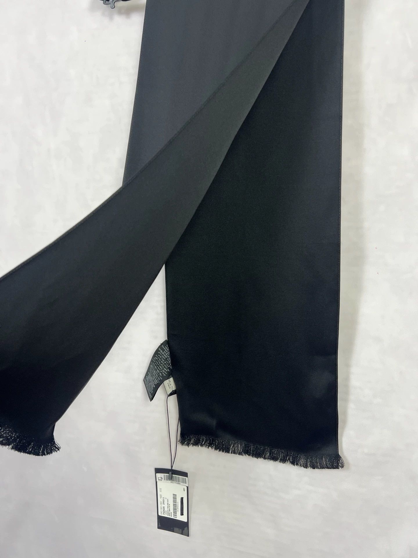 Saint Laurent Paris Saint Laurent FW23 Black Silk Satin Bow Tie Scarf Metal Tag Size ONE SIZE - 2 Thumbnail