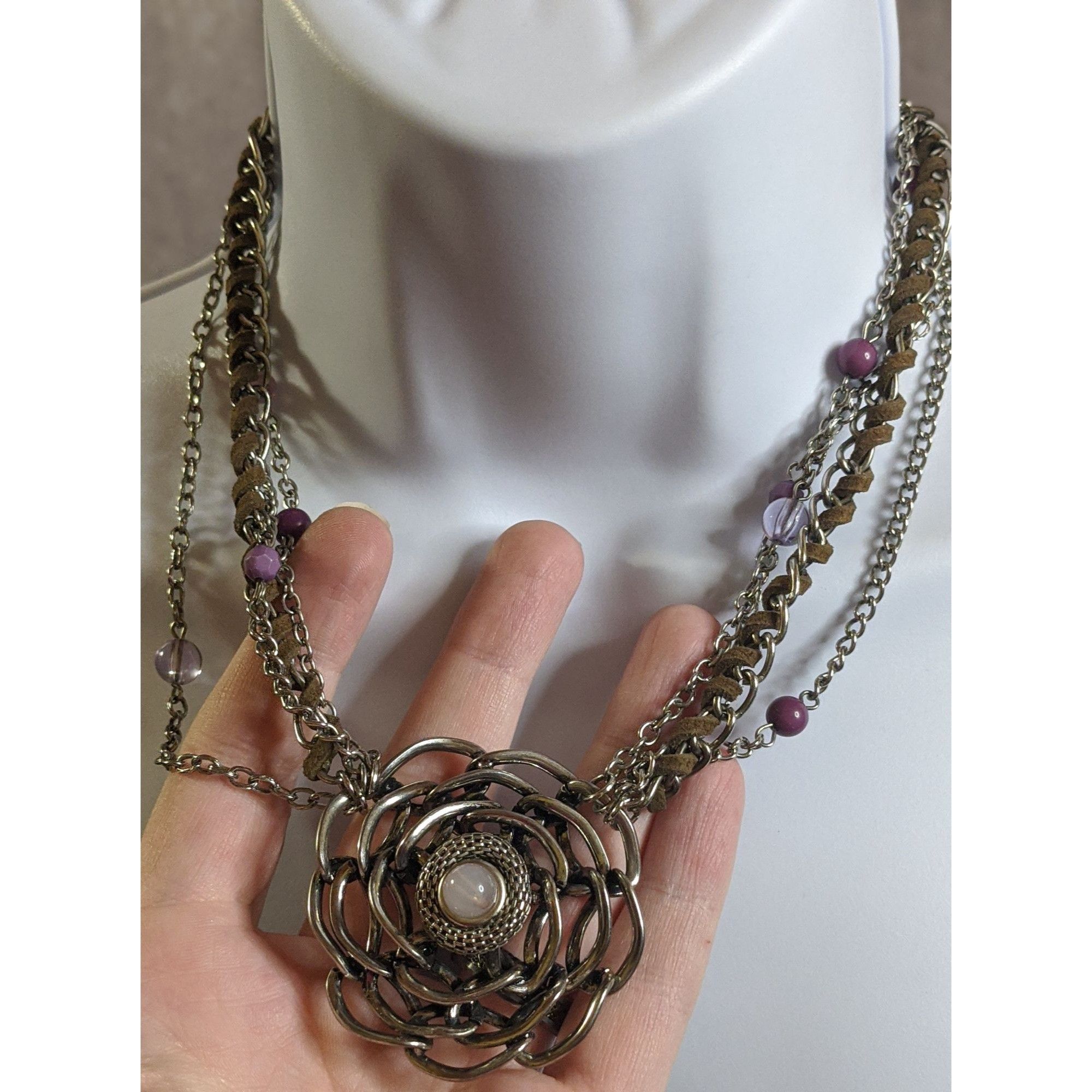 Other Vintage Fairycore Multi-Strand Necklace With Rose Pendant & Size ONE SIZE - 5 Thumbnail