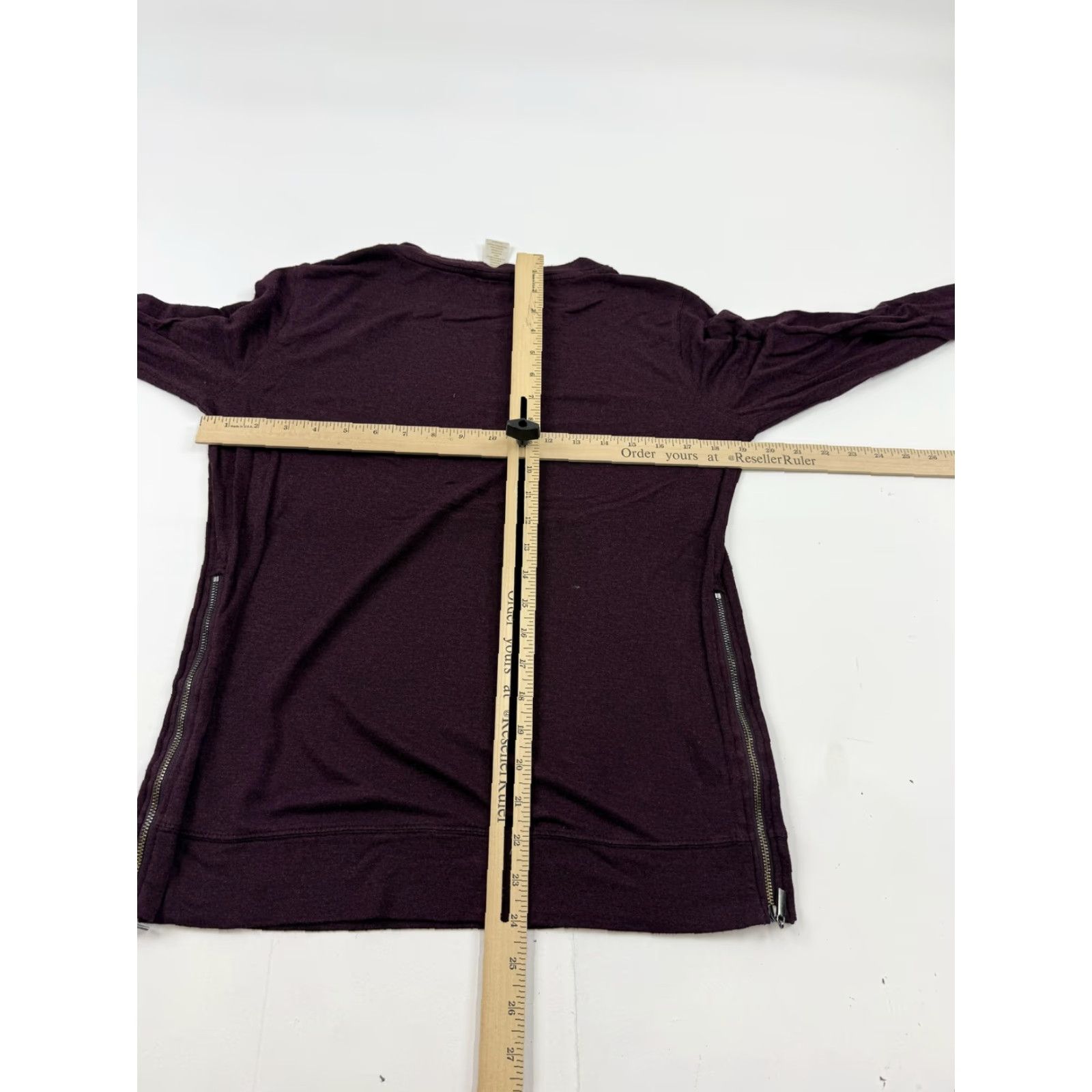 Vintage Matty M Shirt Womens Small Purple Long Sleeve Tunic Top with Side Zip Knit Stretch Crew Neck Casual Size S / US 4 / IT 40 - 6 Thumbnail