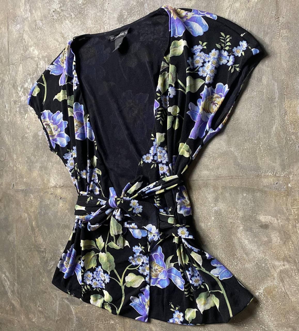 Vivienne Tam 1990s Floral Wrap-around Mesh Tops Size XS / US 0-2 / IT 36-38 - 4 Thumbnail