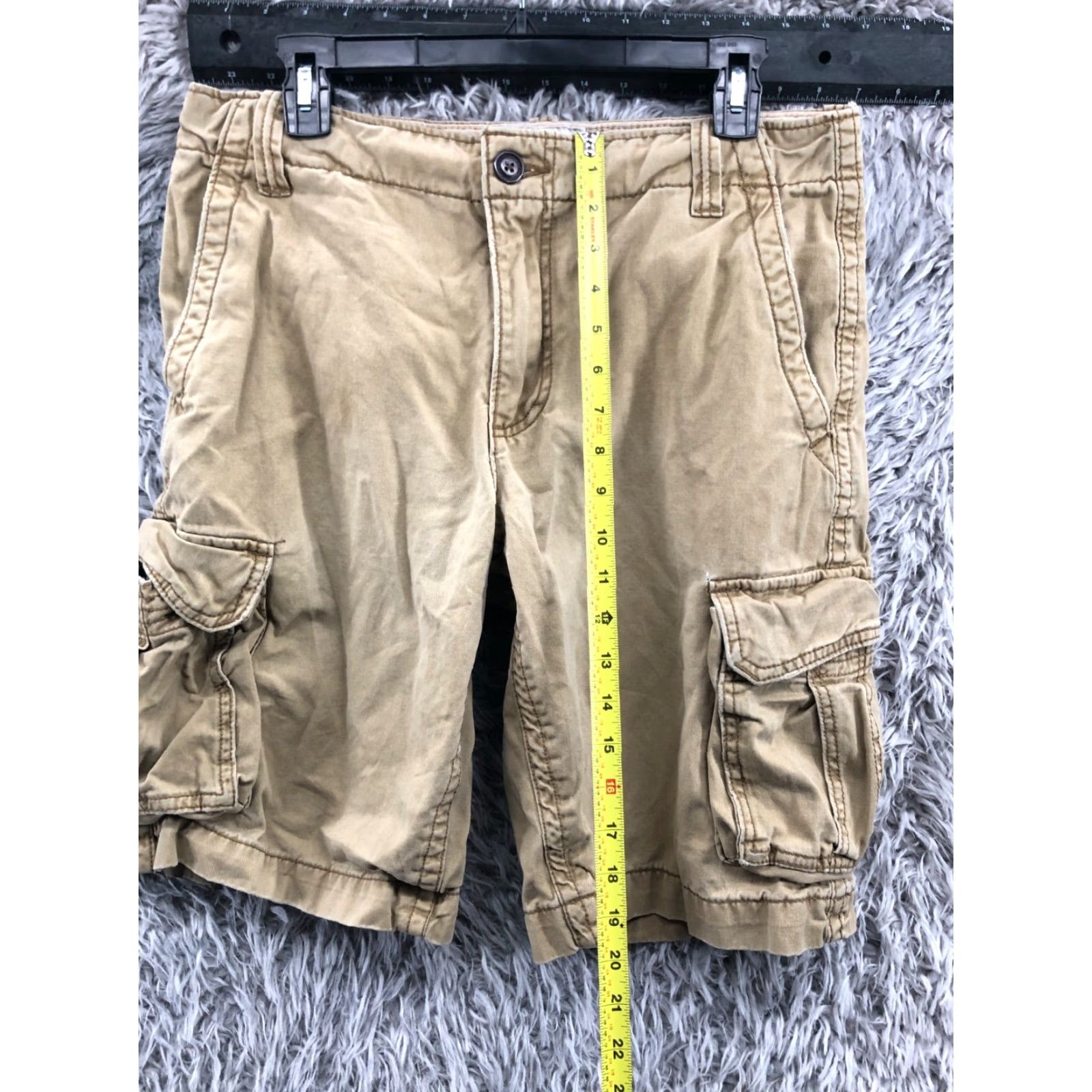 Vintage Aéropostale Cargo Shorts Mens 31 Mid Beige Cotton Blend 5-Pocket Regular Khaki Beach Casual Mens Size US 31 - 3 Thumbnail