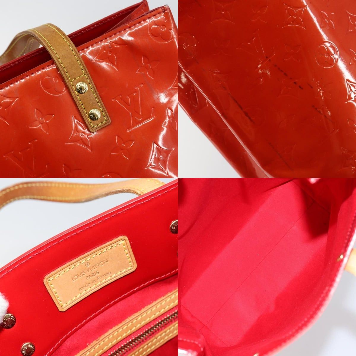 Louis Vuitton LOUIS VUITTON Monogram Vernis Reade MM Hand Bag Red Rouge Size ONE SIZE - 11 Thumbnail