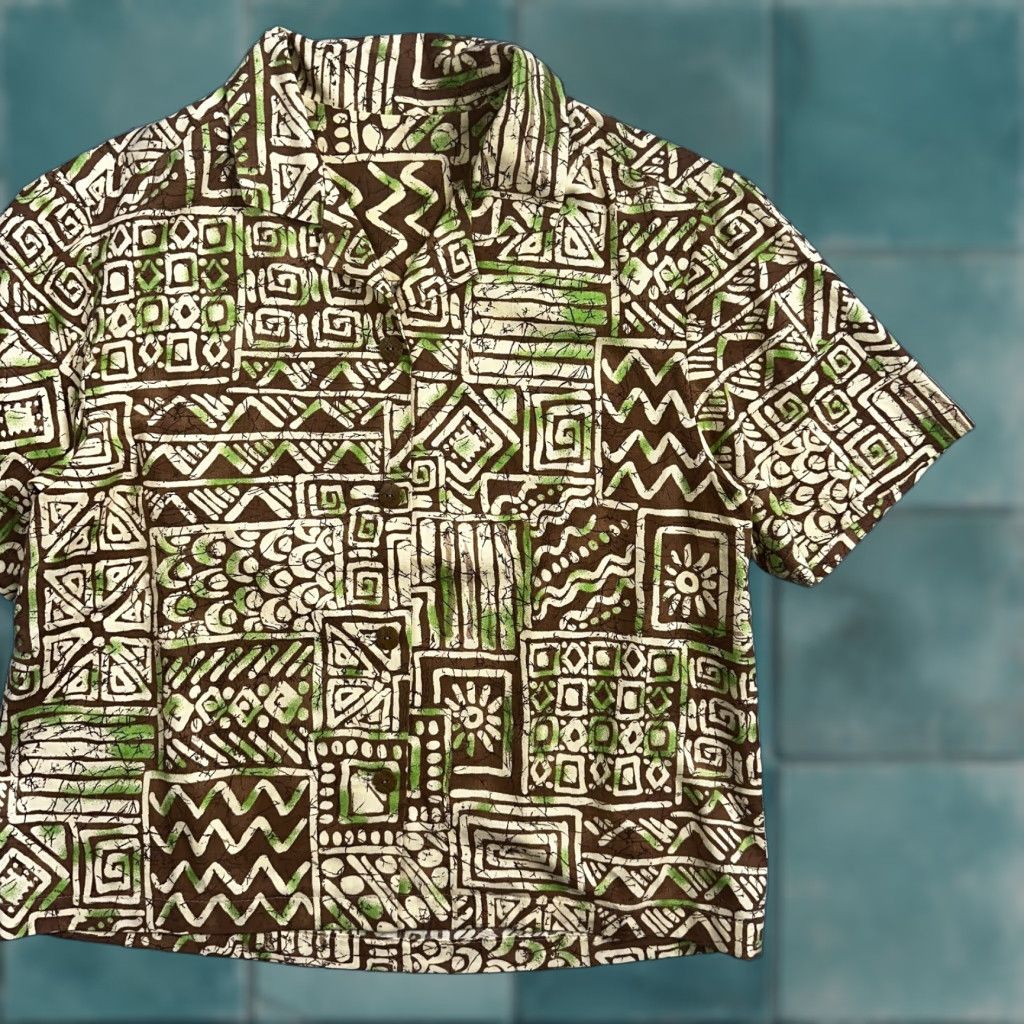 Vintage VINTAGE 1950s Cotton Hawaiian Shirt Rockabilly Green Short Sleeve Button-Down Men M Adult Green Rockabilly 1950s Shirt Mens Size US M / EU 48-50 / 2 - 1 Thumbnail