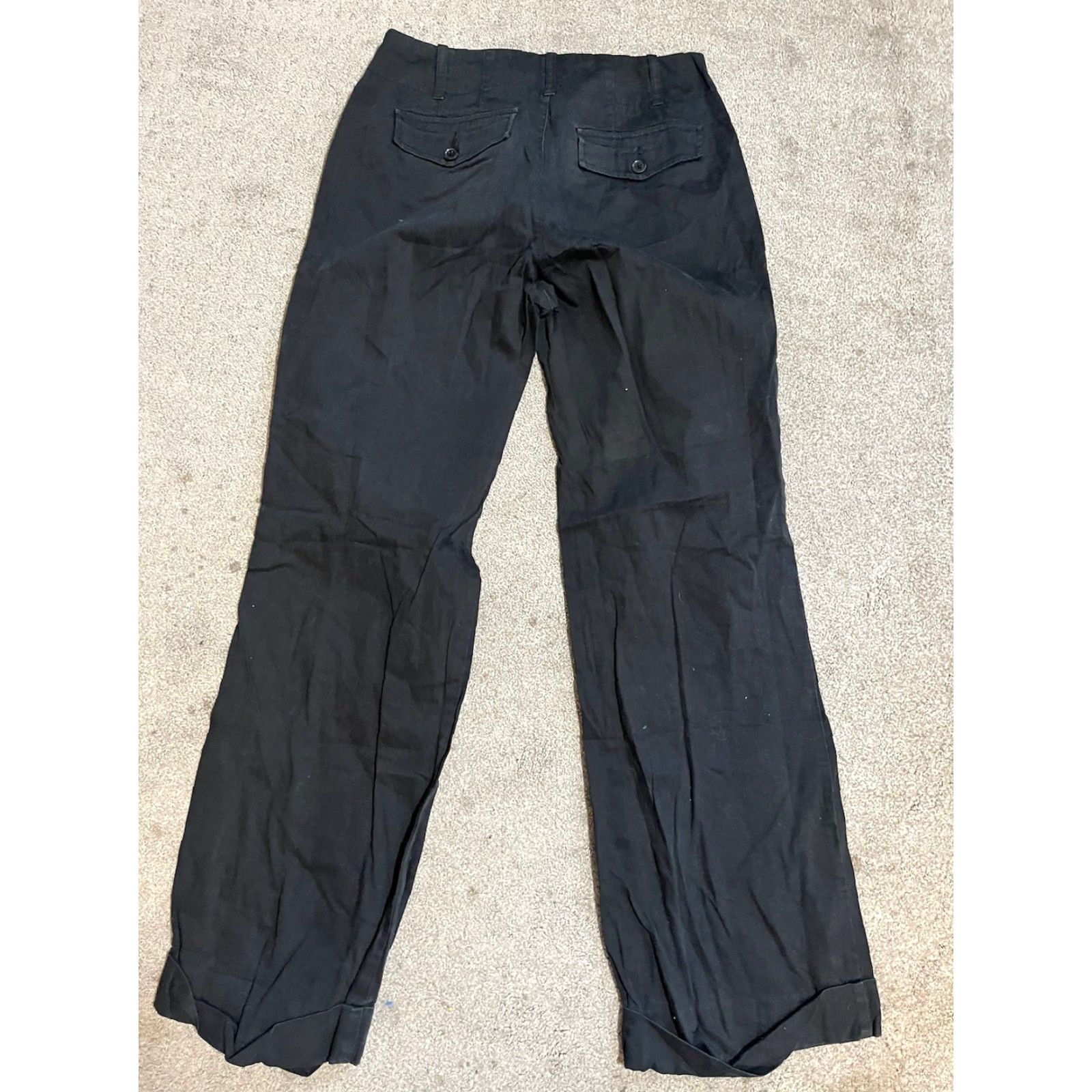 Old Navy OLD NAVY CHINO PANTS Womens 8 Black Stretch Cotton Straight Waist Essential Baggy? (keep to core) Size 30" / US 8 / IT 44 - 2 Thumbnail