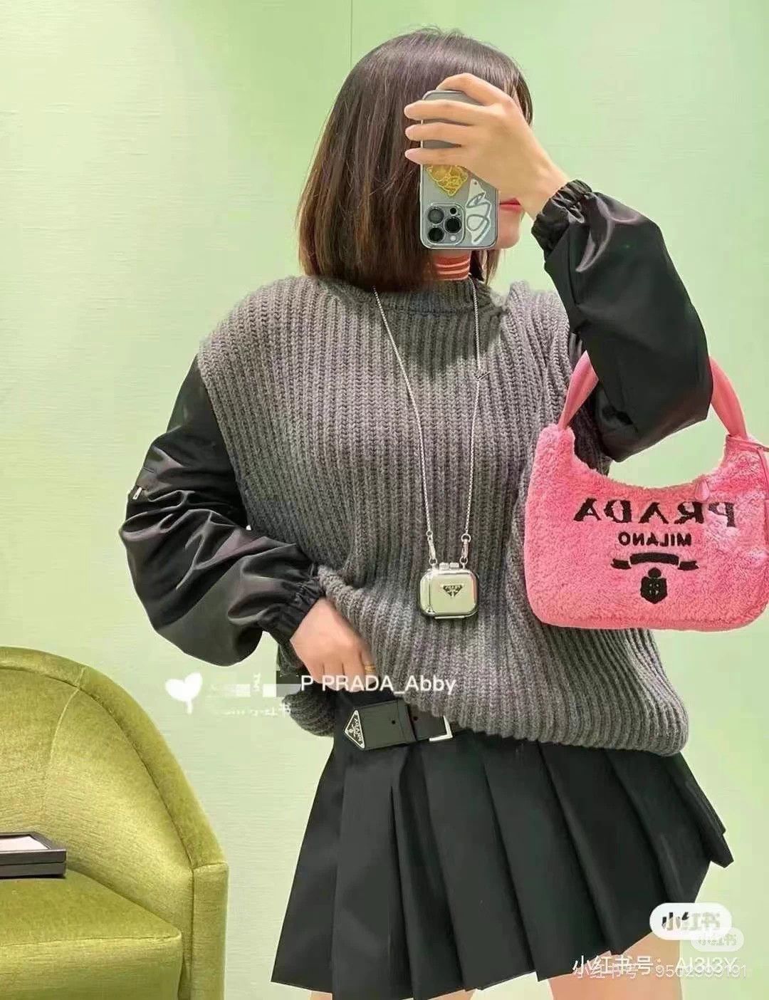 Prada Prada Grey Patchwork Knit Sweater w/ Triangle Logo (36) Size M / US 6-8 / IT 42-44 - 8 Thumbnail