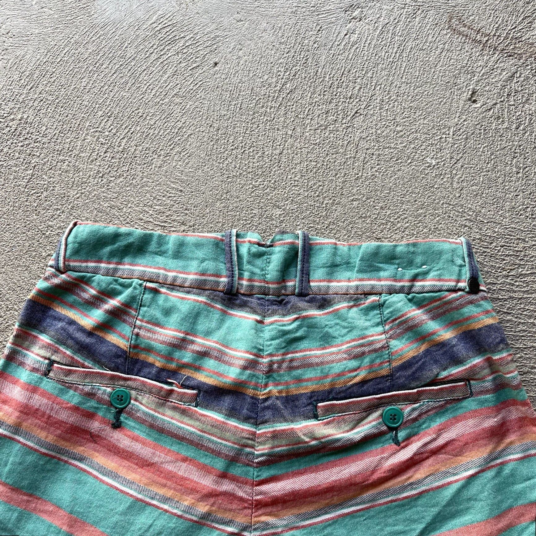 Vintage JET LAG Men's 31 Green Chino Shorts Striped Casual Travel Workwear Preppy Size US 31 - 4 Thumbnail