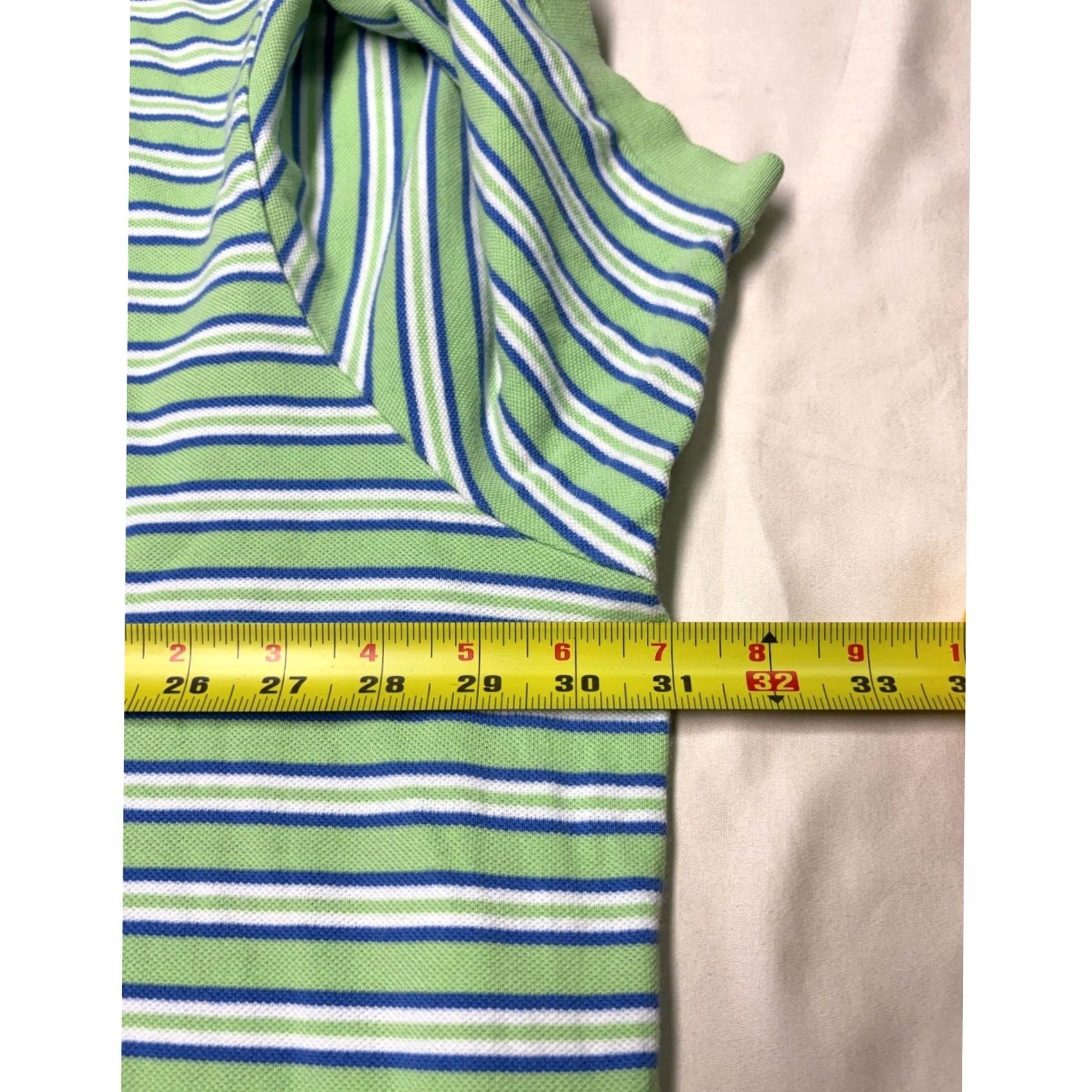 Polo Ralph Lauren Polo Ralph Lauren Polo Shirt Mens 4XB Big & Tall Striped Cotton Pique Green Blue White with Pink Pony Logo Shirt Size US XXL / EU 58 / 5 - 6 Thumbnail