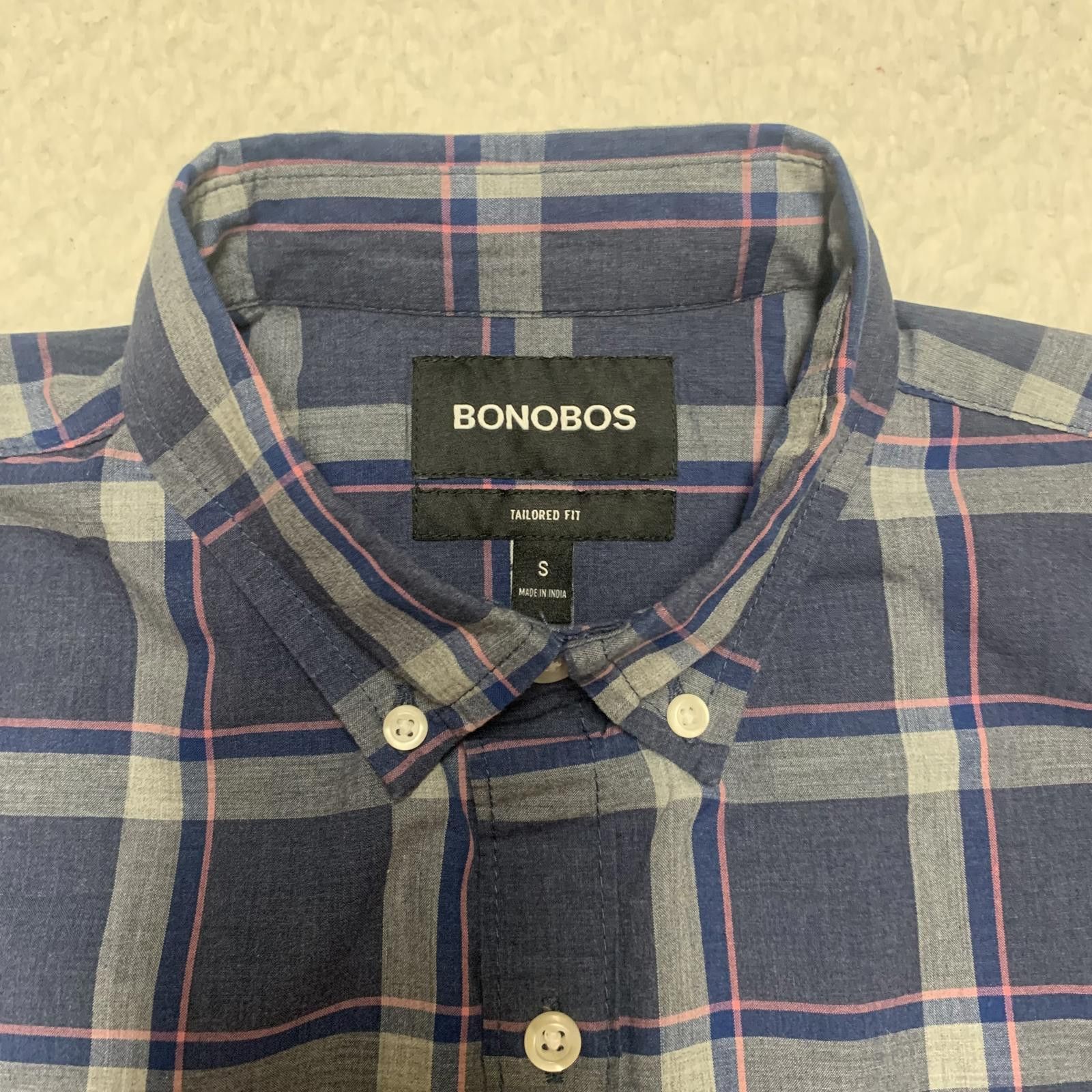 Bonobos Bonobos Men's Size Small Blue Tailored Fit Plaid Shirt Size US S / EU 44-46 / 1 - 4 Thumbnail