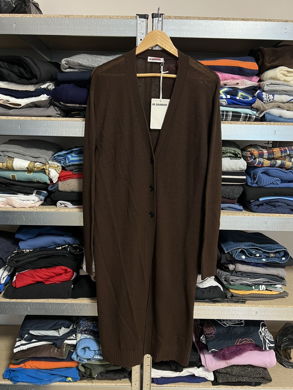 Designer × Jil Sander ❗️New Jil Sander 100% Wool Long Button Cardigan Brown Size 36 Size XS / US 0-2 / IT 36-38 - 1 Thumbnail