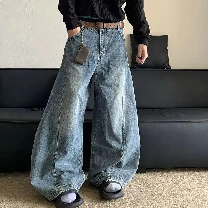 Jean Baggy Washed Wide Leg Flare Denim Jeans Size US 34 / EU 50 - 2 Thumbnail