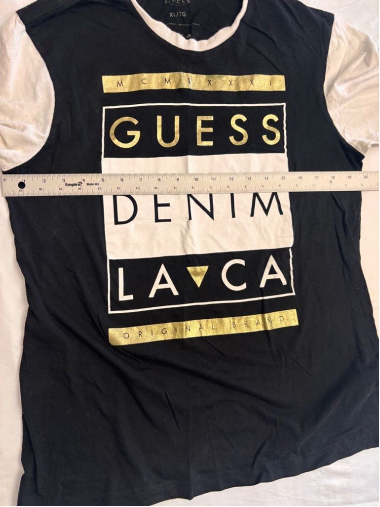 Guess Men's Guess T-shirt XL Black White Short Sleeve Size US XL / EU 56 / 4 - 2 Thumbnail