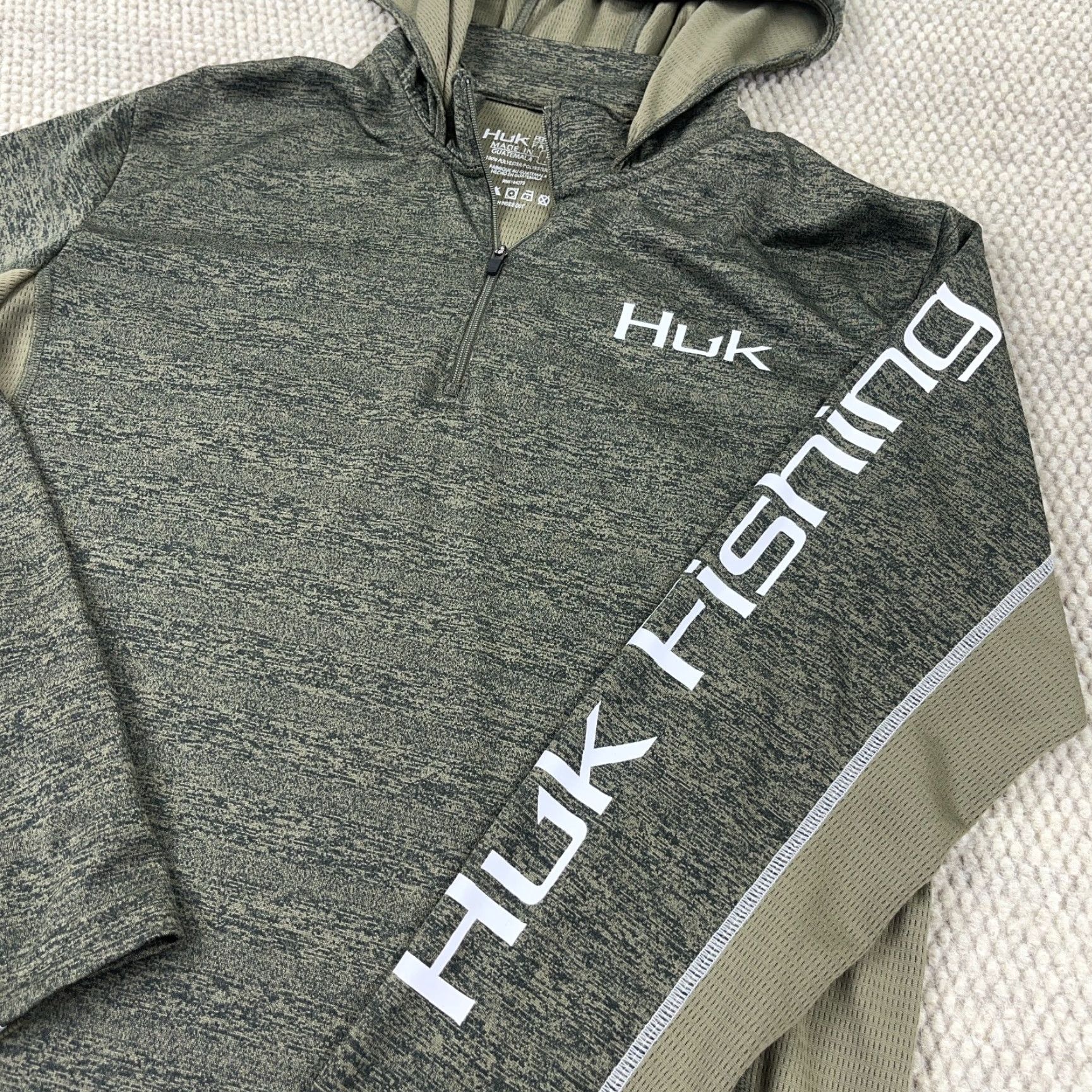Vintage HUK Icon X Fishing Hoodie 1/4 Zip Pullover Men Lightweight Green Small Hooded Regular Size US S / EU 44-46 / 1 - 2 Thumbnail