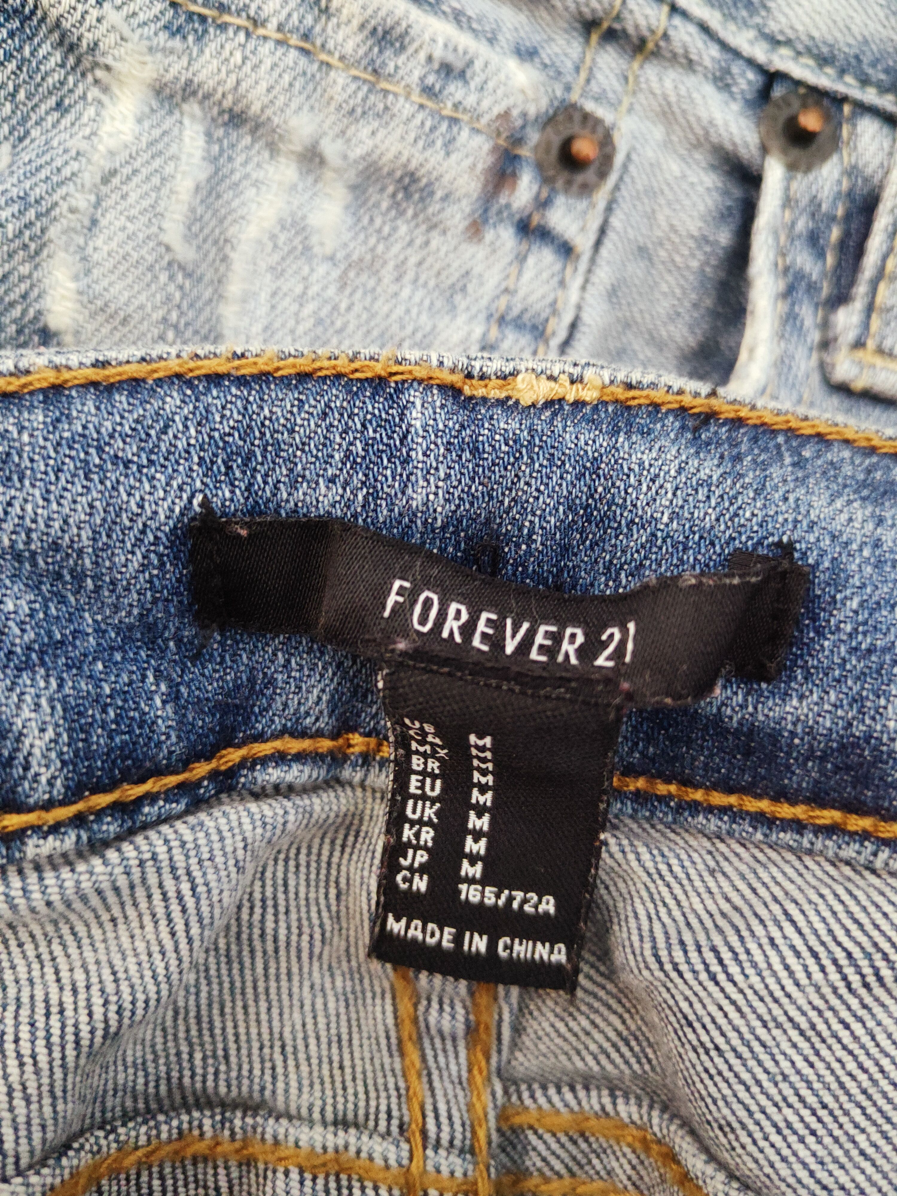 Forever 21 × Vintage Forever 21 Blue Distressed Ripped Skinny Jeans Size 29" - 15 Thumbnail