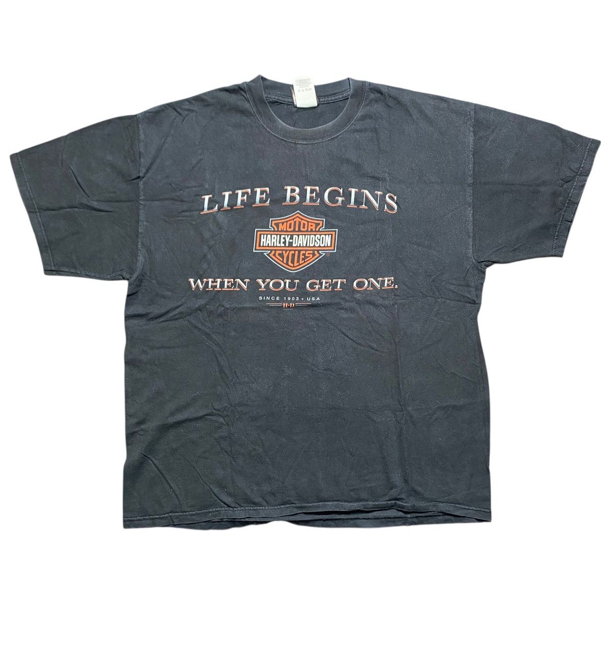 Harley Davidson VINTAGE HARLEY DAVIDSON LIFE BEGIN CARTERSVILLE GEORGIA Size US XL / EU 56 / 4 - 1 Thumbnail