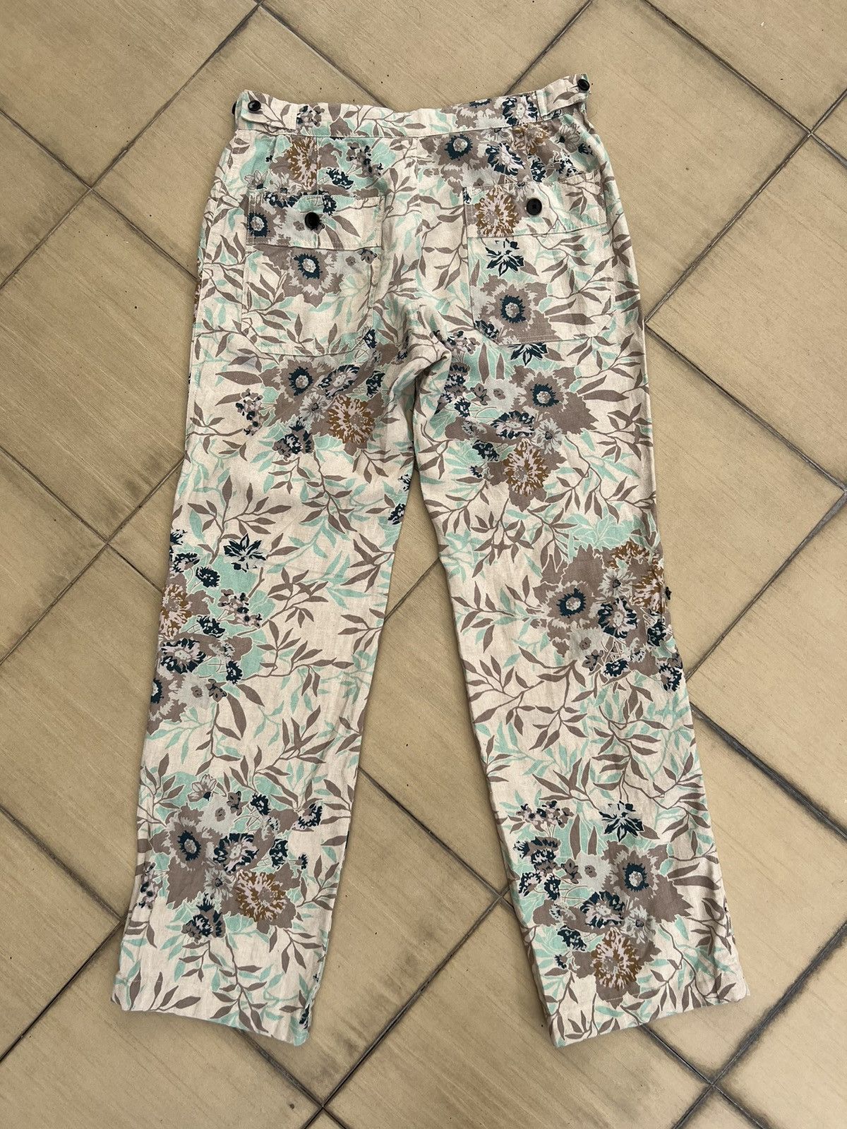 ABAHOUSE Vintage Abahouse Japan 100% Linen Floral Trouser Pant Size US 31 - 2 Thumbnail