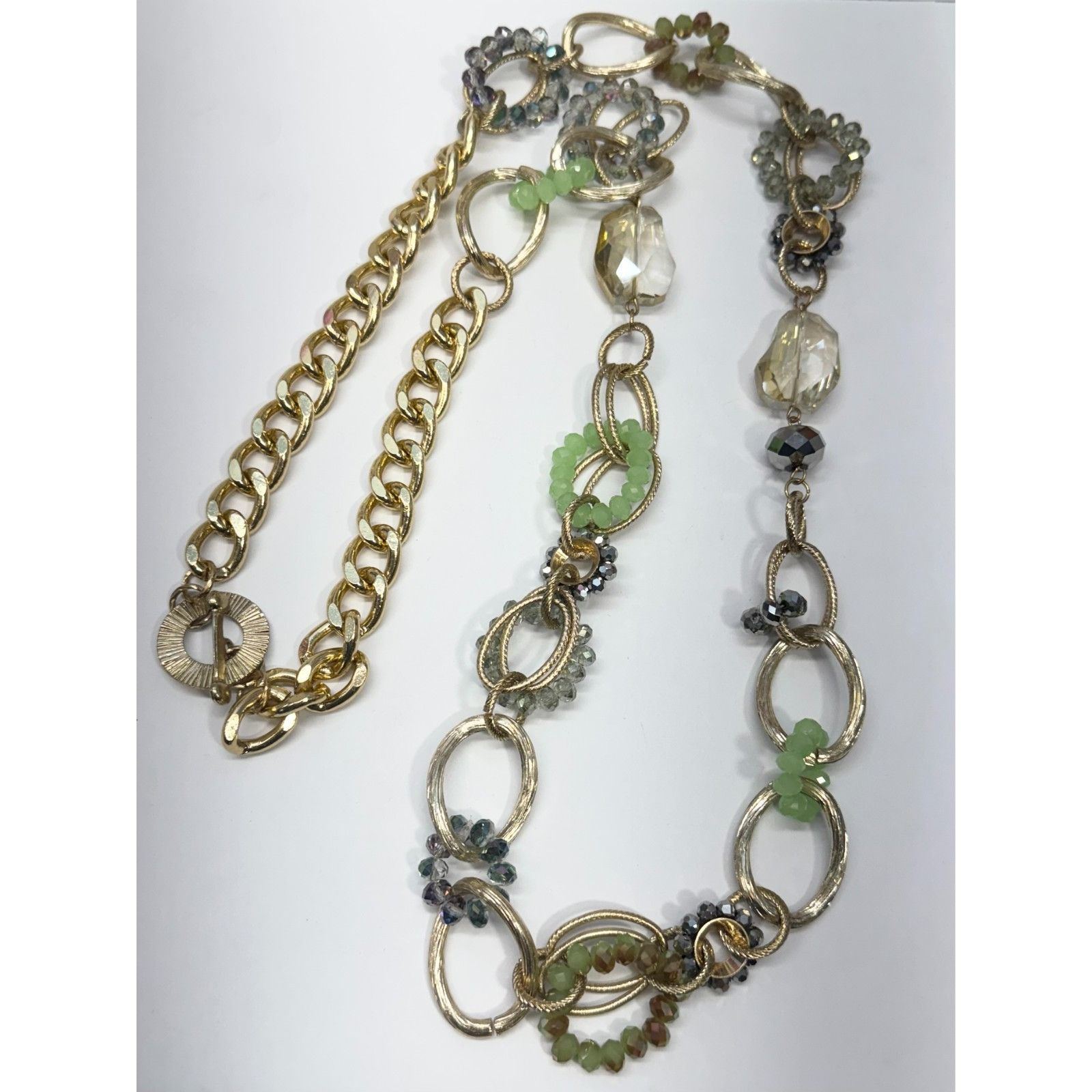 Vintage Vintage green crystal chain long necklace Size ONE SIZE - 4 Thumbnail