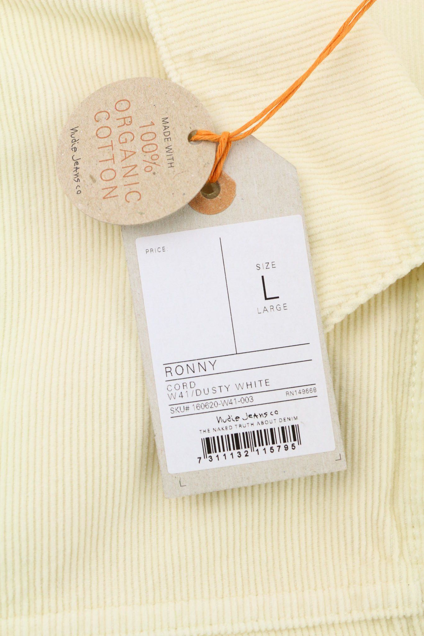 RONNY M Dusty White Cotton Corduroy Logo Jacket 81019