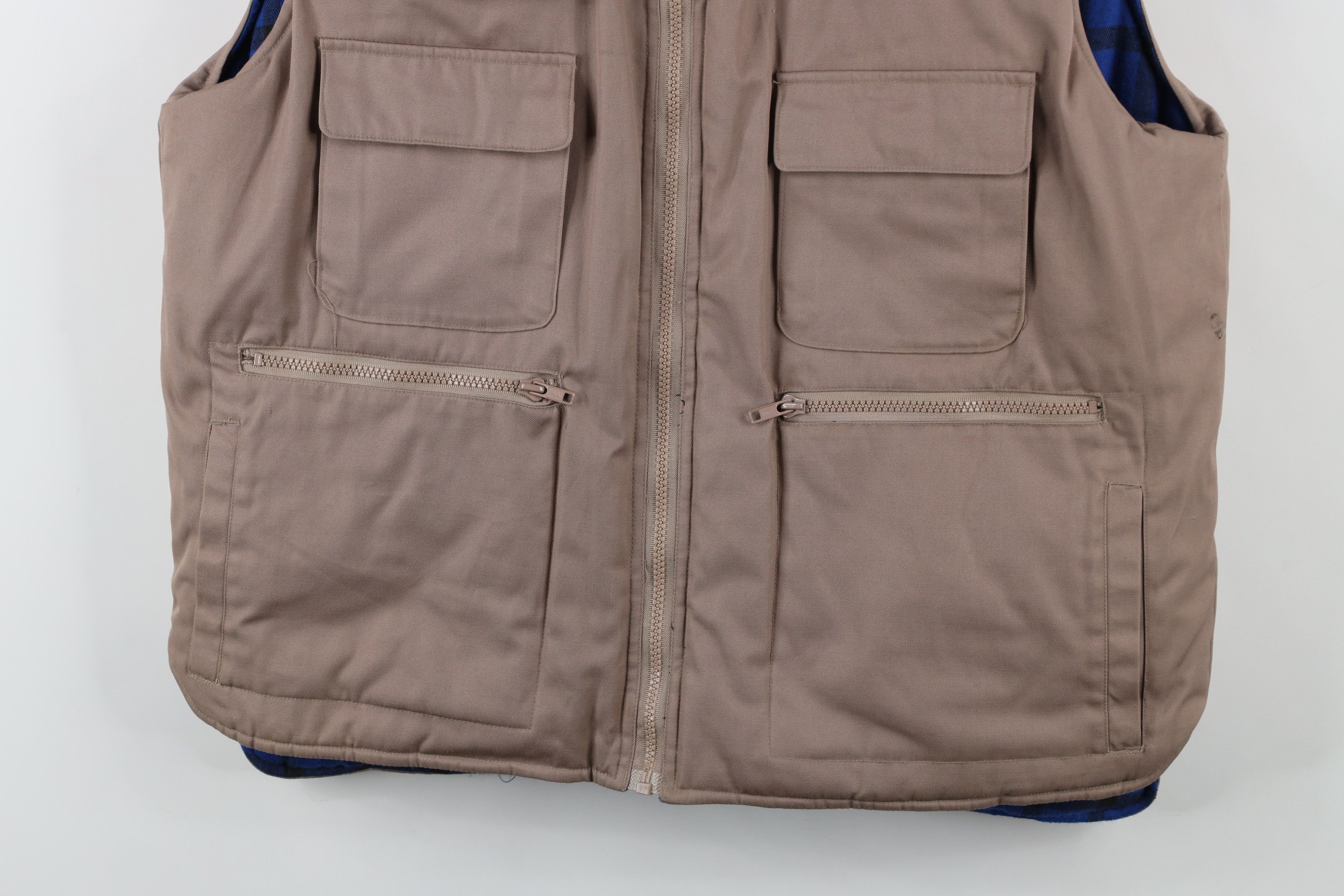 Vintage Vintage 90s Streetwear Flannel Lined Puffer Vest Jacket Size US L / EU 52-54 / 3 - 3 Thumbnail