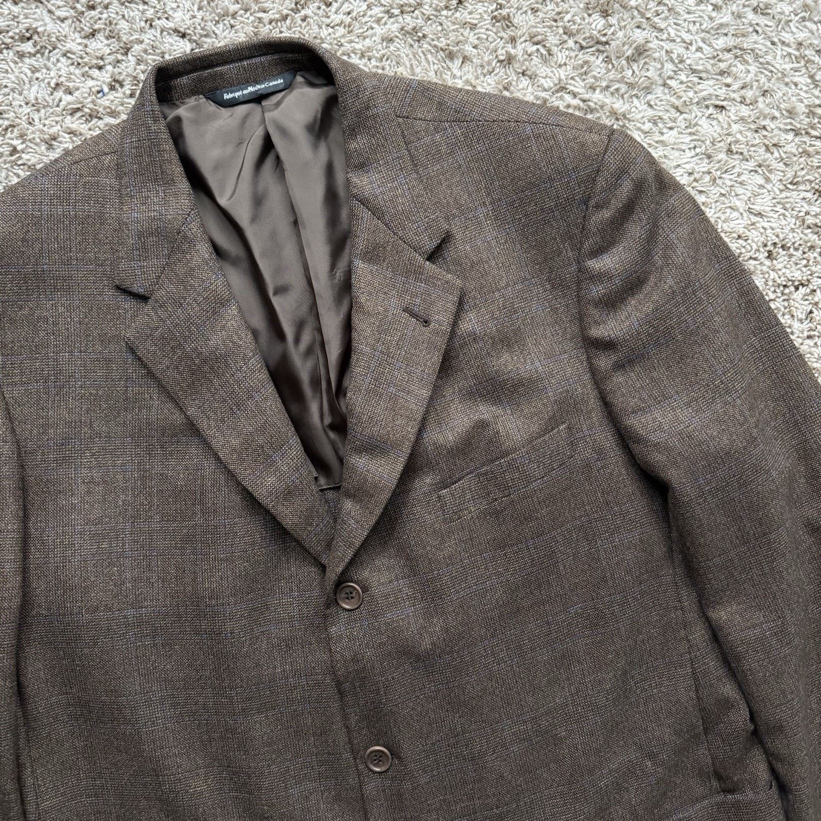Ermenegildo Zegna × Vintage Ermenegildo Zegna Brown Plaid Suit Jacket 3 Button Wool 44R Size 44R - 9 Thumbnail
