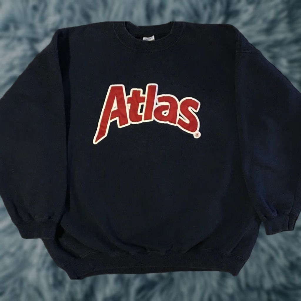 Vtg Atlas Skate Shop Faded Sweatshirt XL Skateboarding Surf Boxy Grunge Y2K 90s