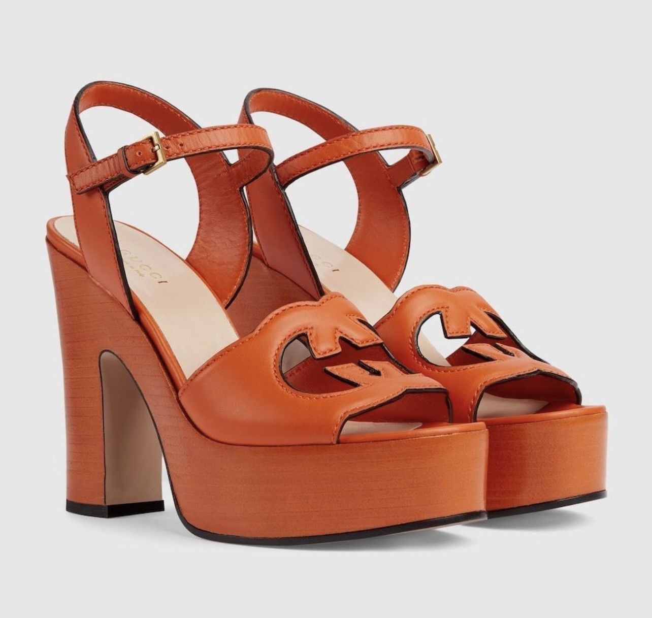 Gucci Interlocking G leather sandals in orange Size US 11 / IT 41 - 1 Thumbnail