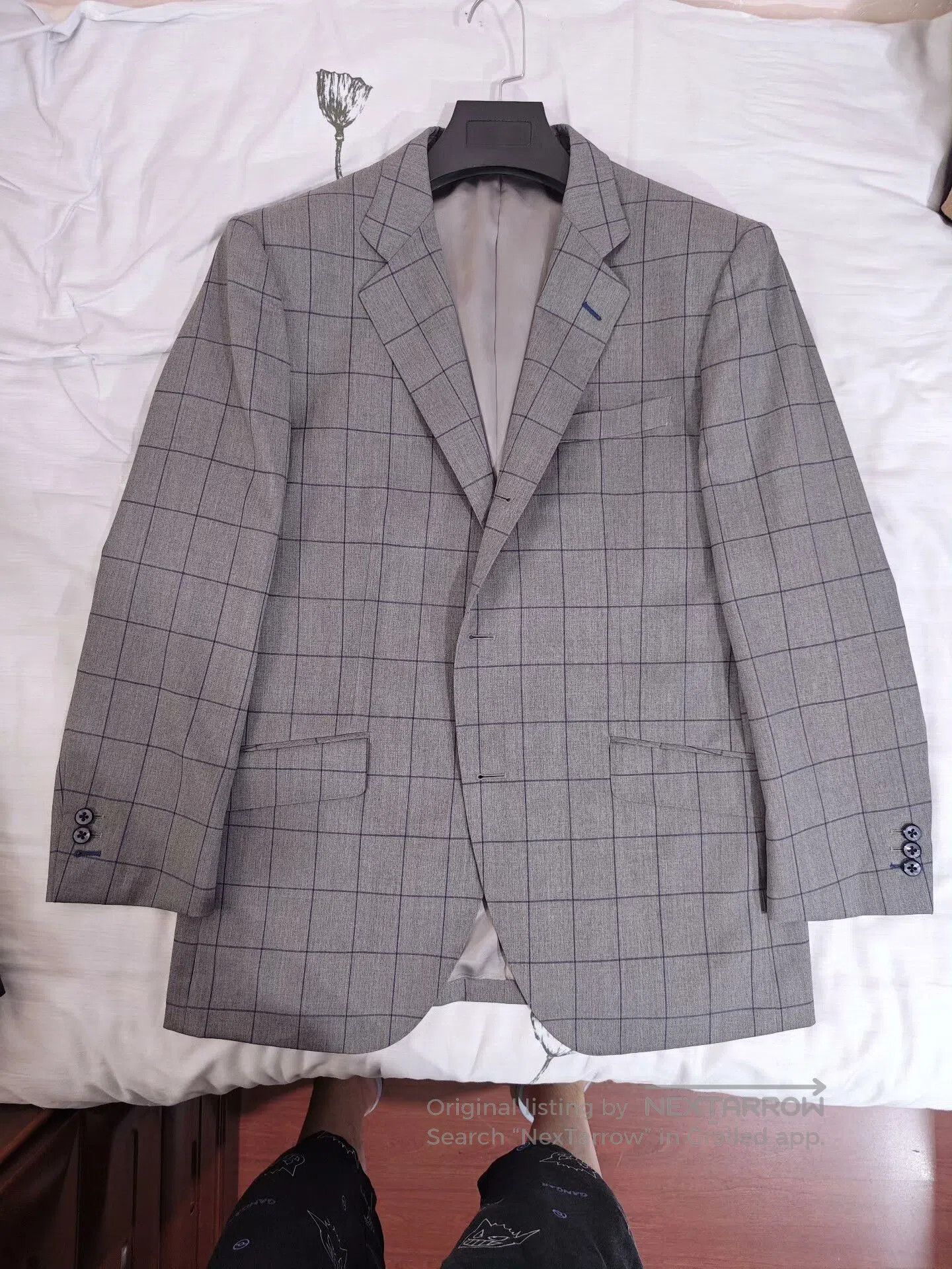 Japanese Brand Custom Italian Wool Suit with Blue Check. Size US M / EU 48-50 / 2 - 5 Thumbnail