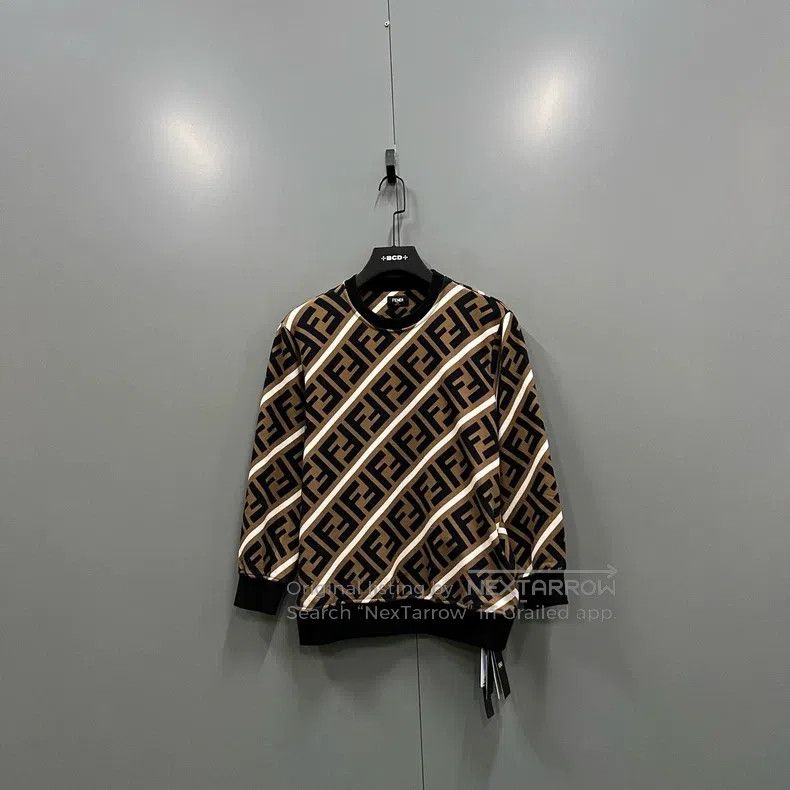 Fendi Fendi Double F printed sweater with leather brand embroide Size US S / EU 44-46 / 1 - 1 Thumbnail