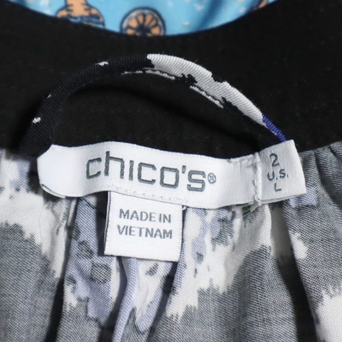 Vintage Chicos Chicos Shirt Dress Blue Women L V-Neck 3/4 Sleeve Tiered Midi Boho All Over Print Dress Size L / US 10 / IT 46 - 5 Thumbnail