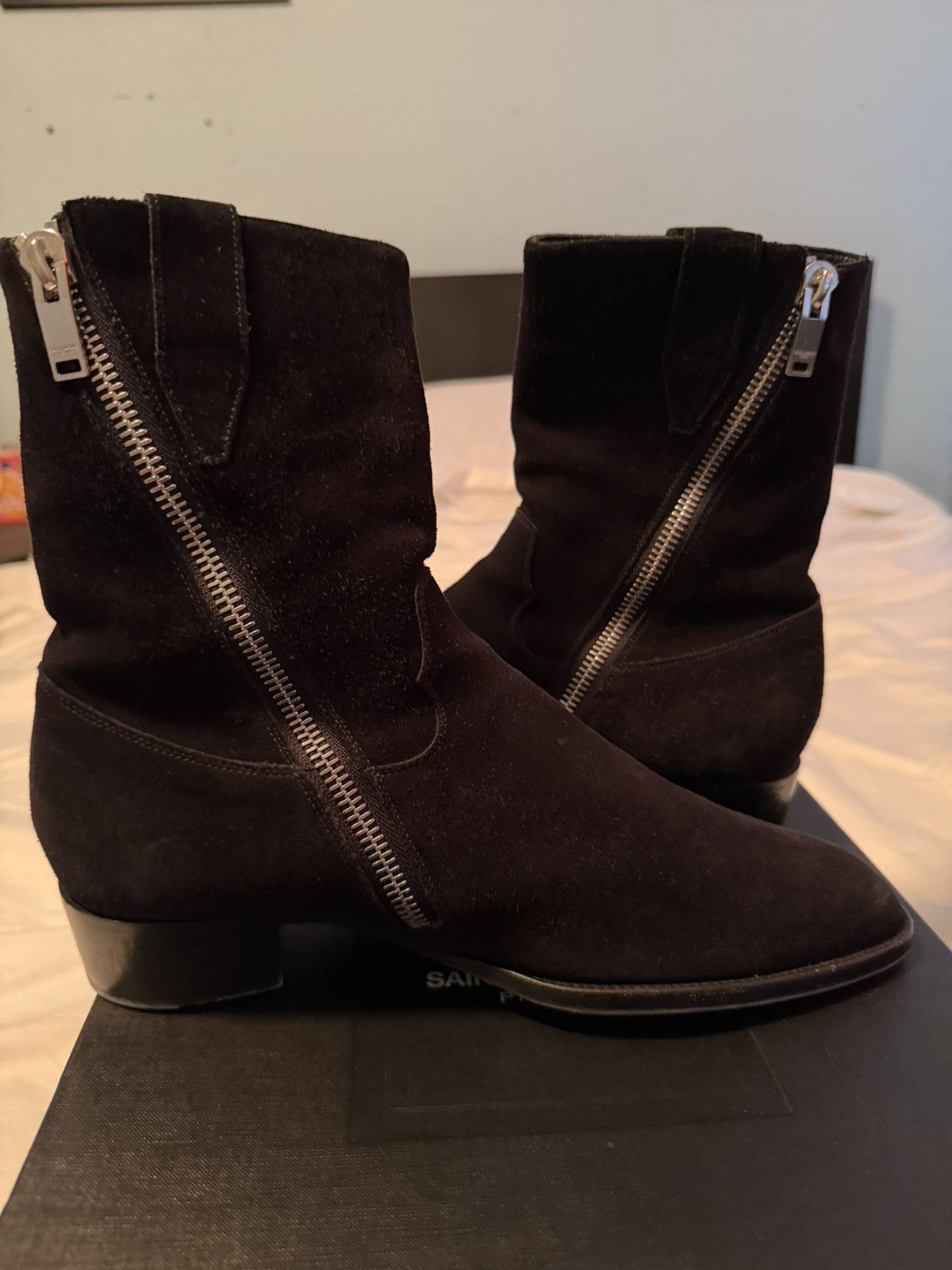 Saint Laurent Paris VERY RARE FW13 Black Suede Cowboy Size US 10 / EU 43 - 2 Thumbnail