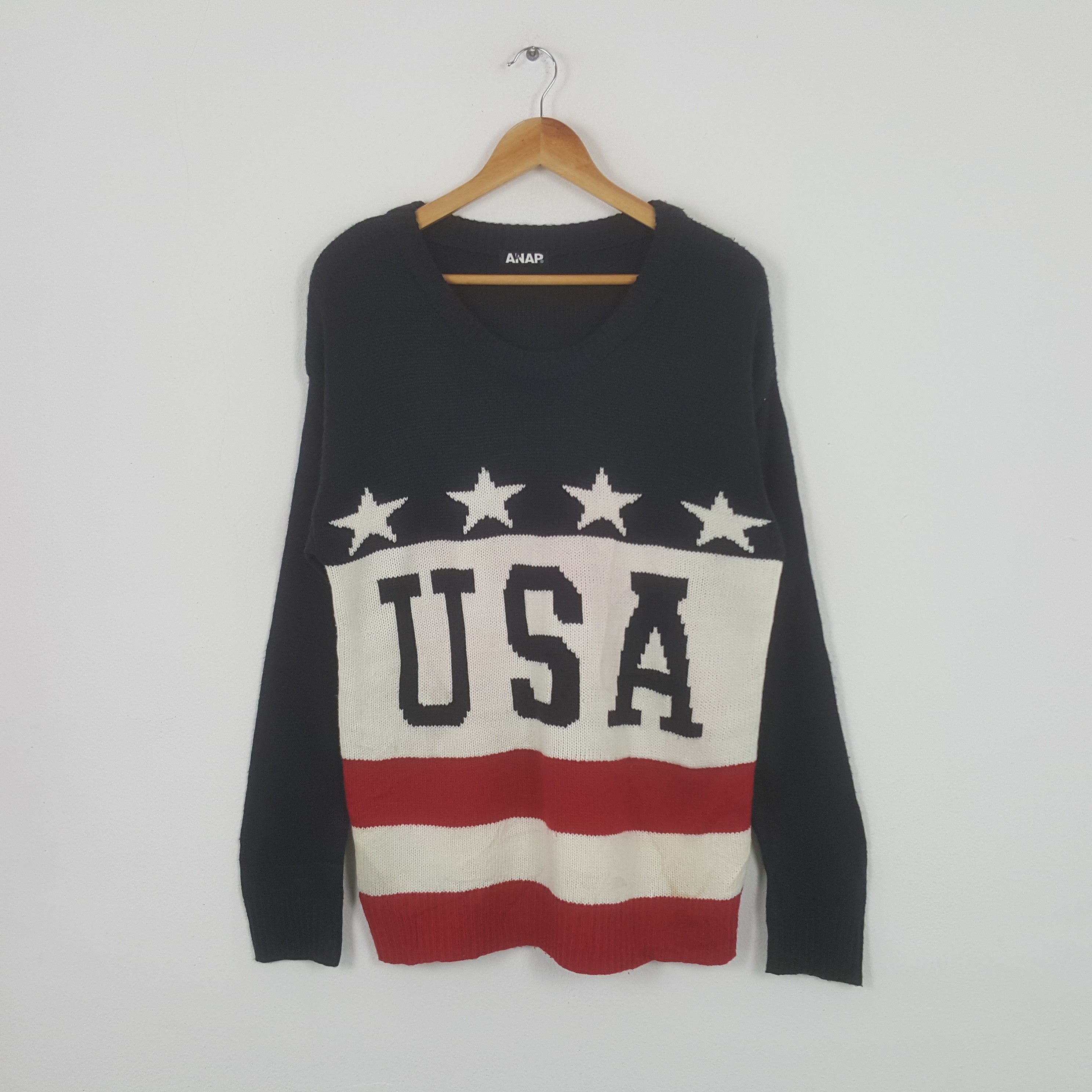 Vintage USA American Flag Design Streetwear Sweater