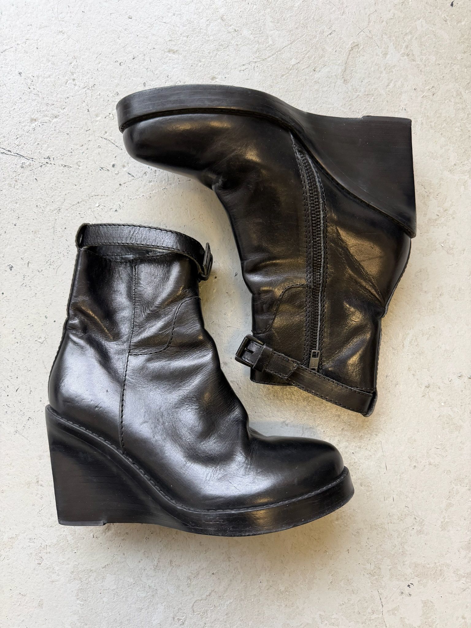 Ann Demeulemeester Ann Demeulemeester FW09 Calf Leather Wedge Boots Size US 6.5 / IT 36.5 - 1 Thumbnail